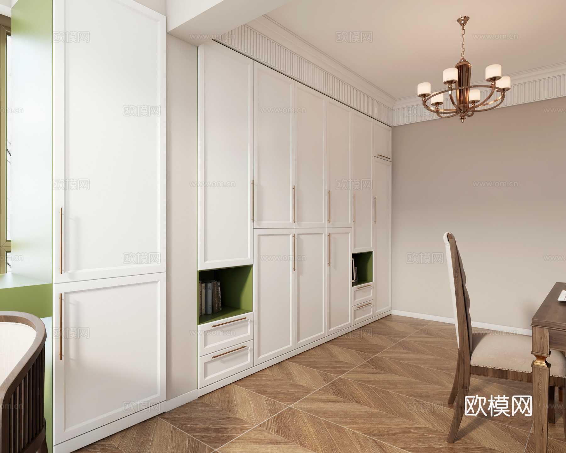 美式书房3d模型