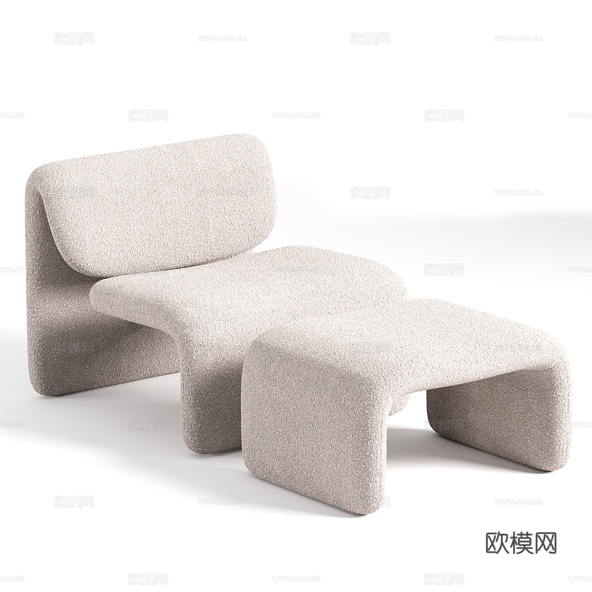 现代意式布艺躺椅3d模型