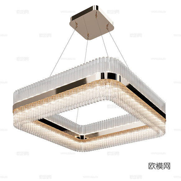 現(xiàn)代輕奢水晶玻璃裝飾吊燈3d模型下載(渲染圖2)