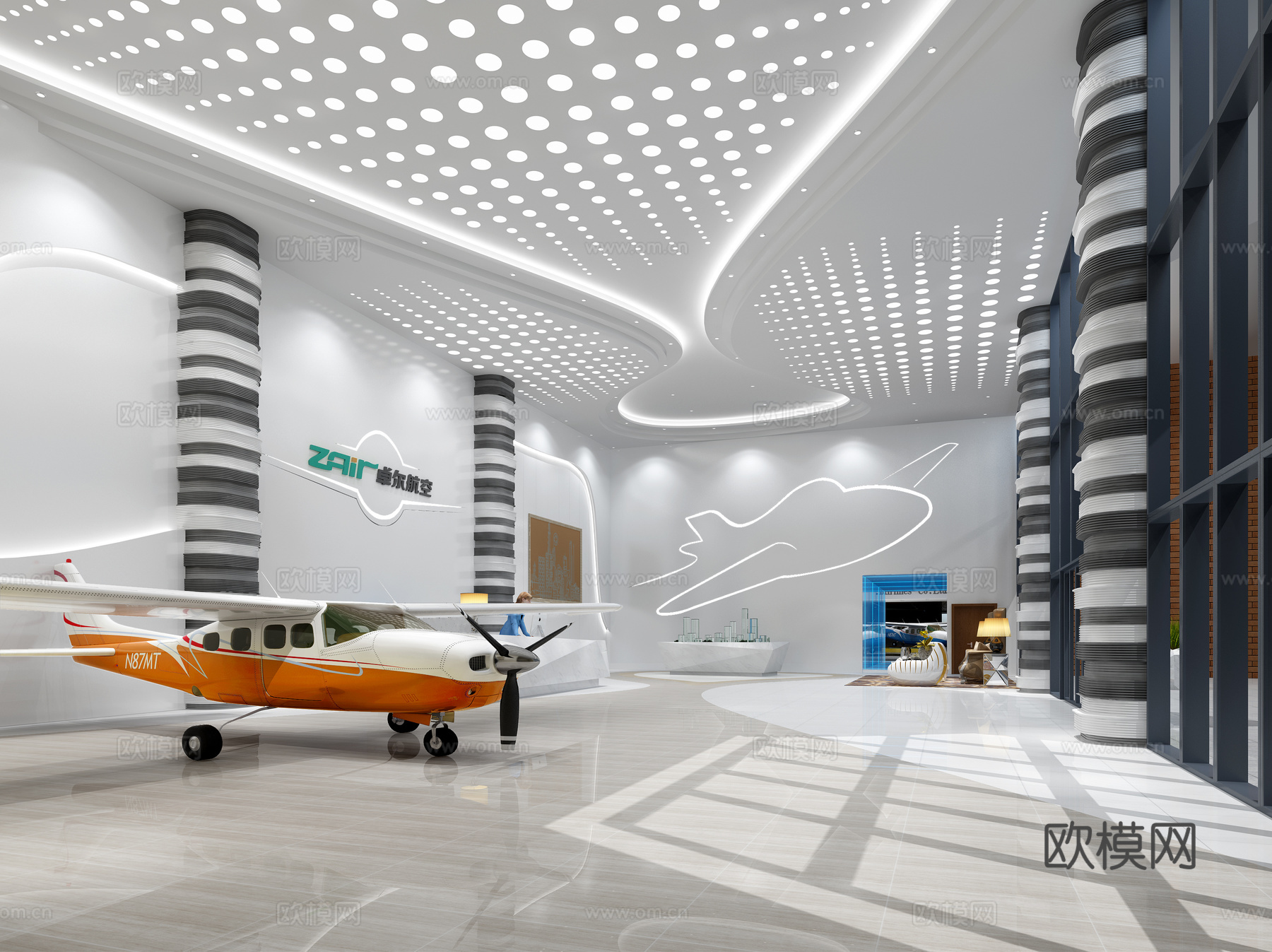 现代航空博物馆 飞机展厅3d模型