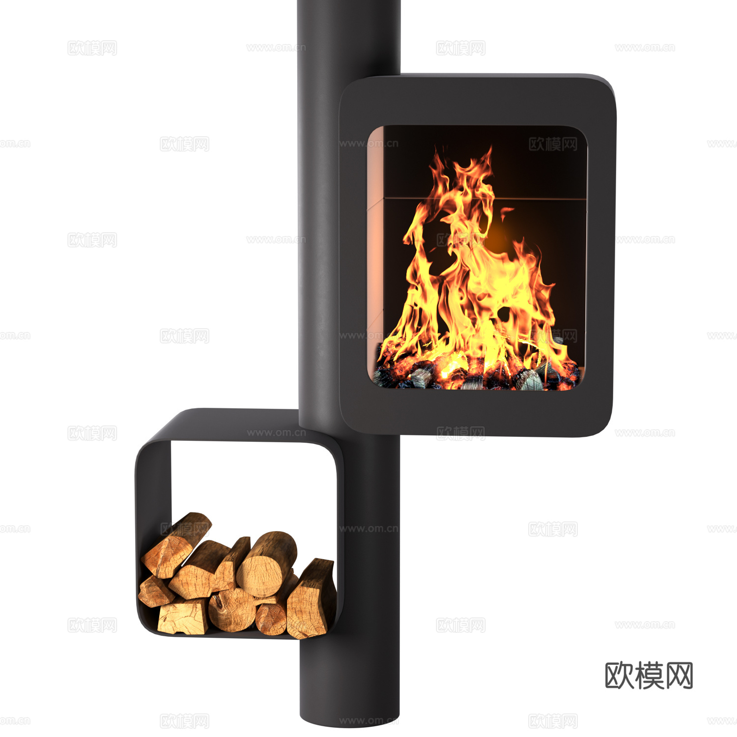 现代意式装饰壁炉3d模型