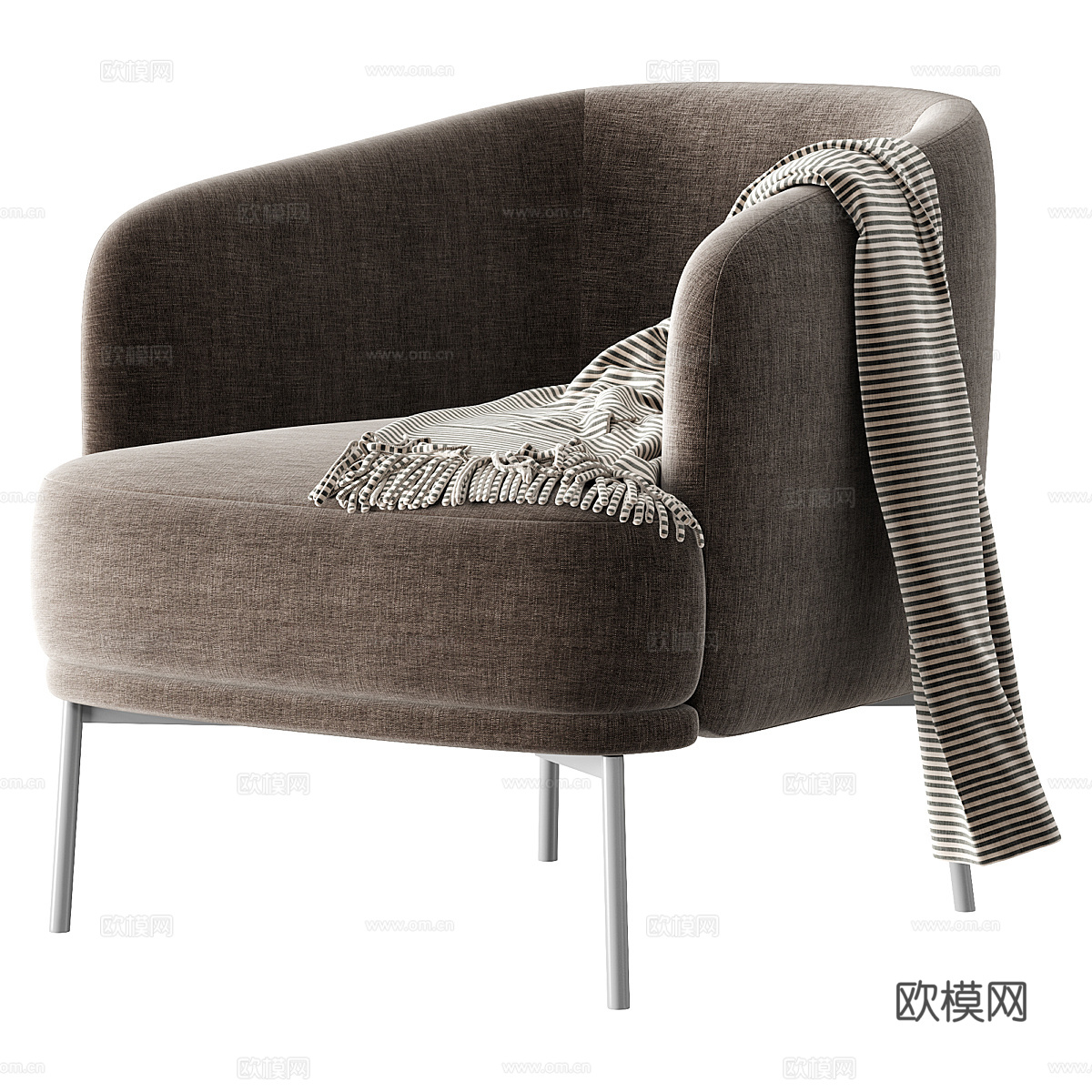 现代意式布艺扶手椅3d模型