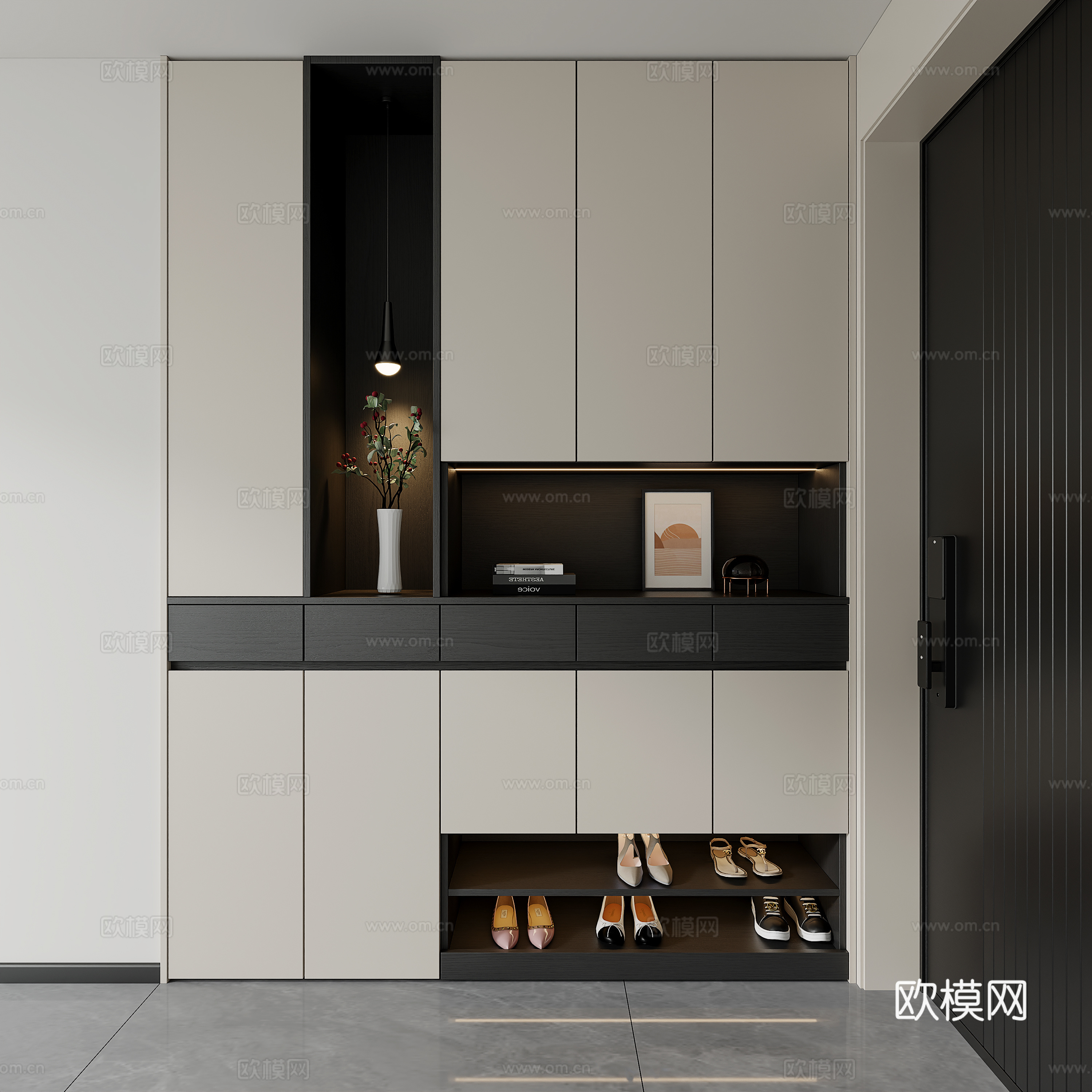 现代入户玄关鞋柜  玄关装饰柜3d模型