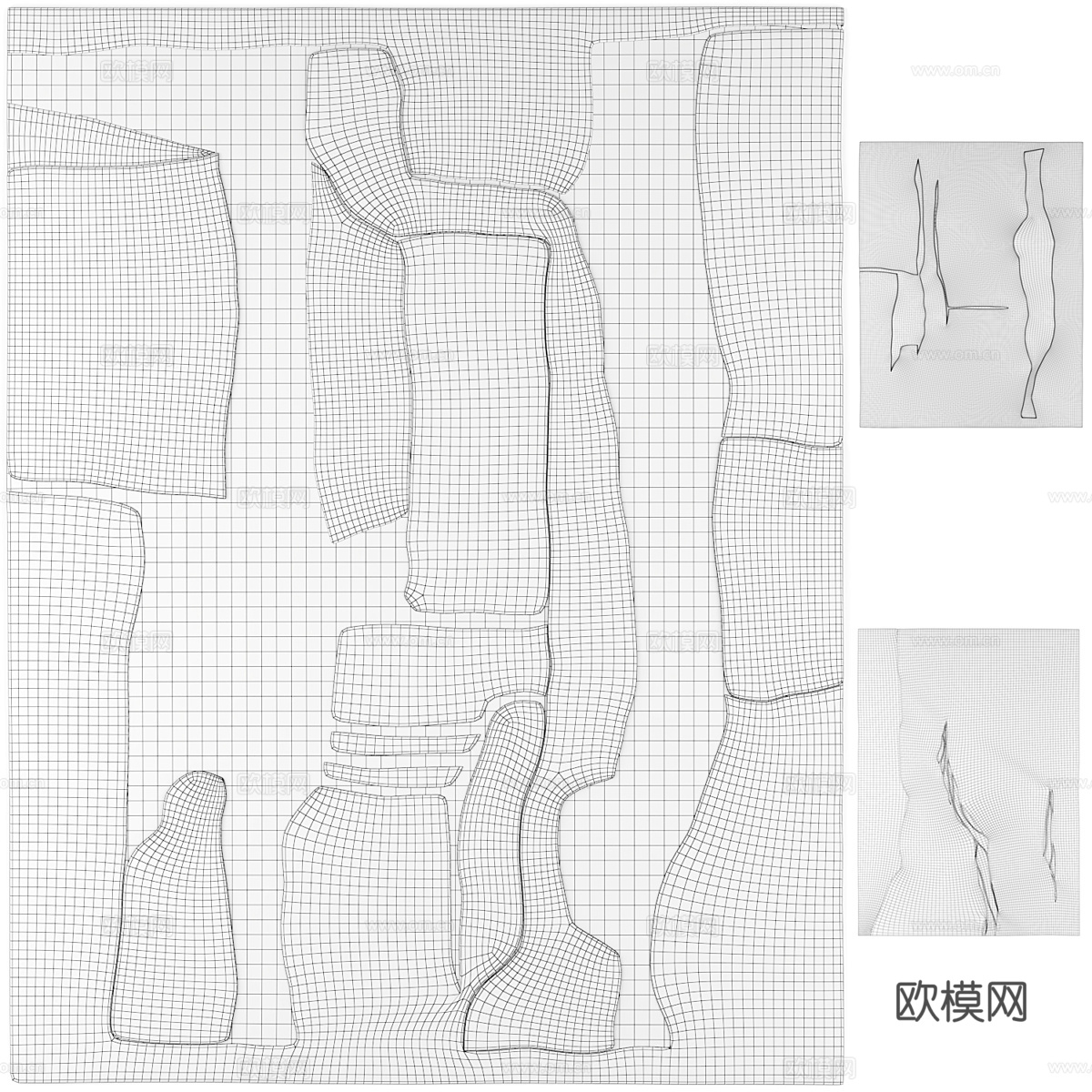 新中式侘寂羊毛毛绒地毯3d模型