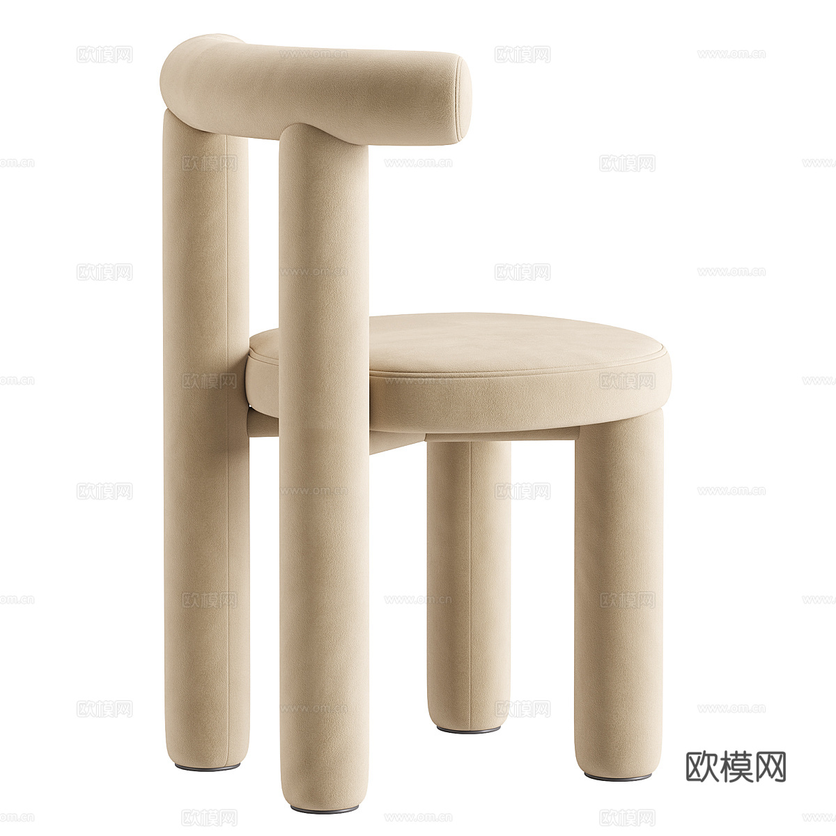 现代奶油风布艺单椅3d模型