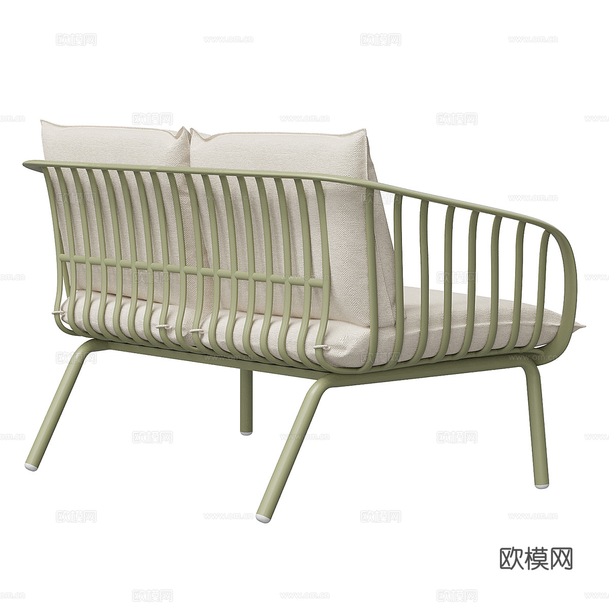 现代北欧奶油风双人休闲沙发3d模型