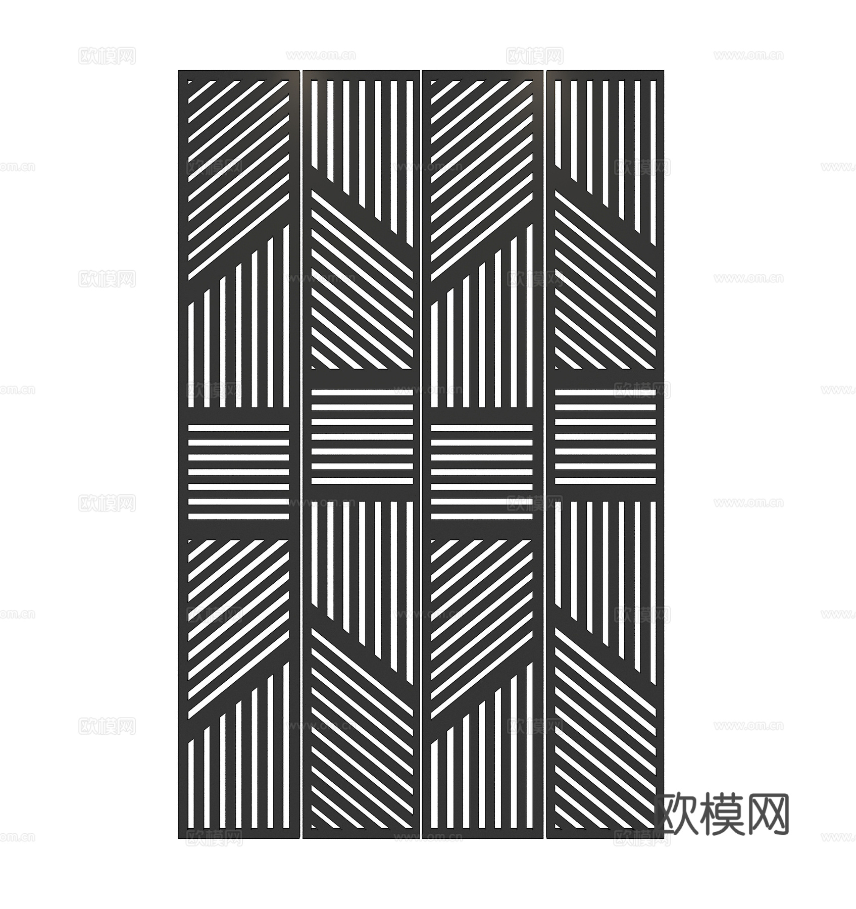 现代简约镂空屏风隔断折叠门3d模型