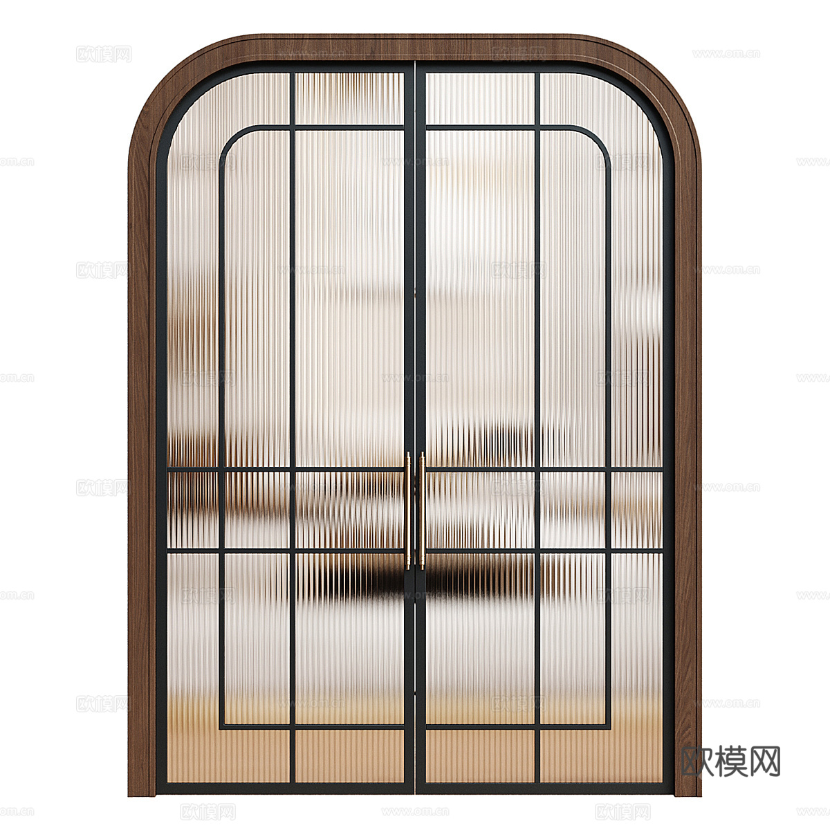 现代意式轻奢拱形双开玻璃门3d模型