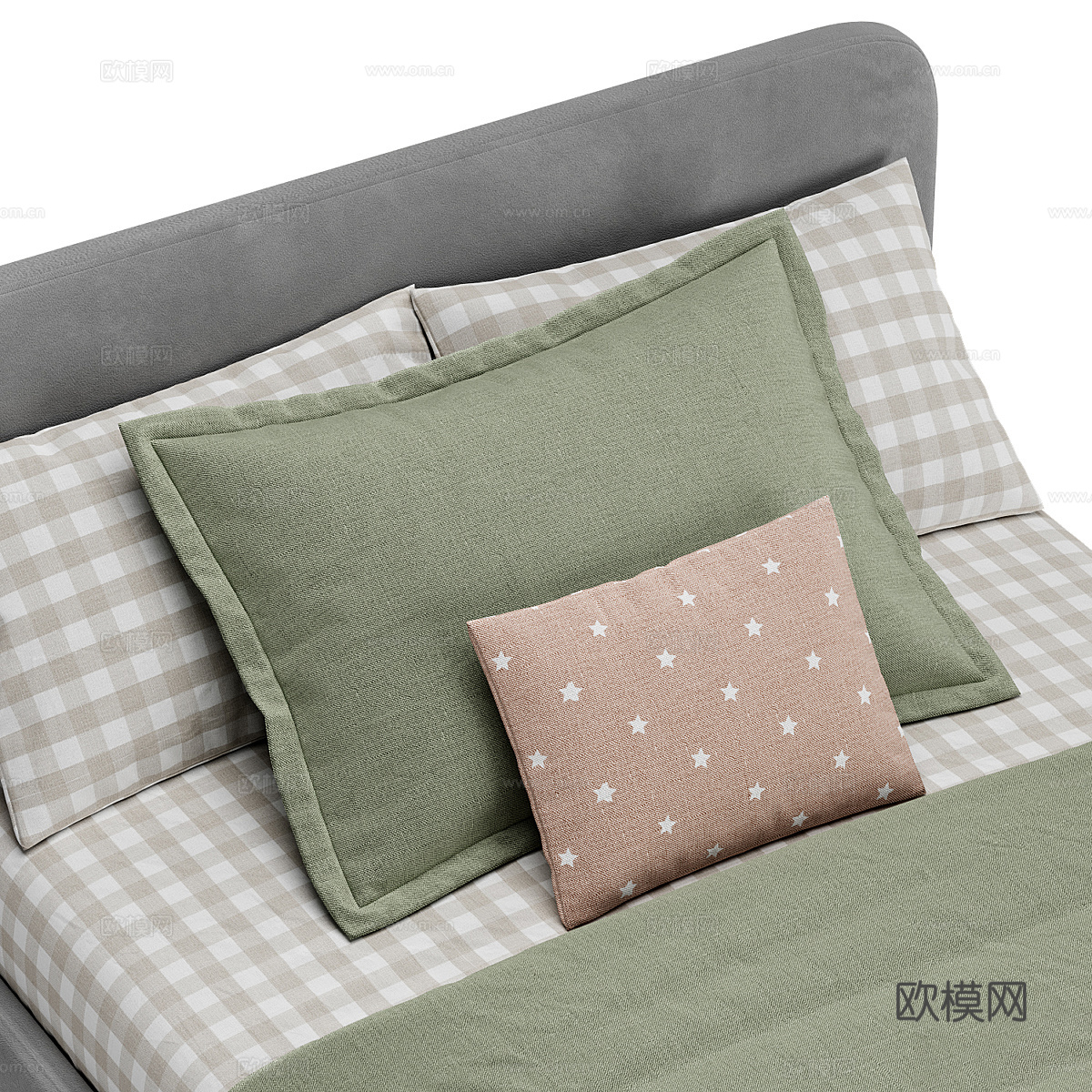 现代奶油风布艺儿童床3d模型