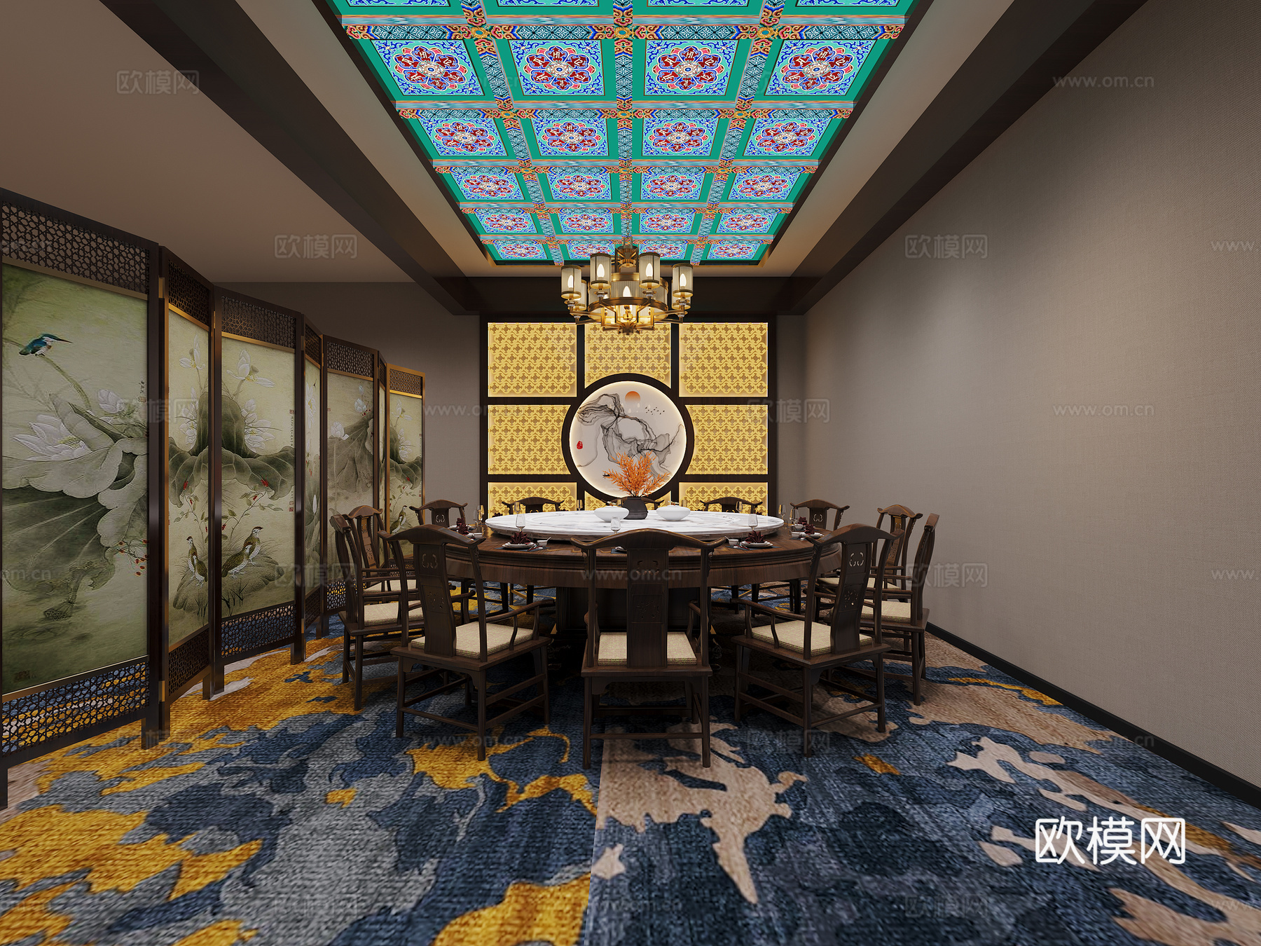中式餐厅3d模型