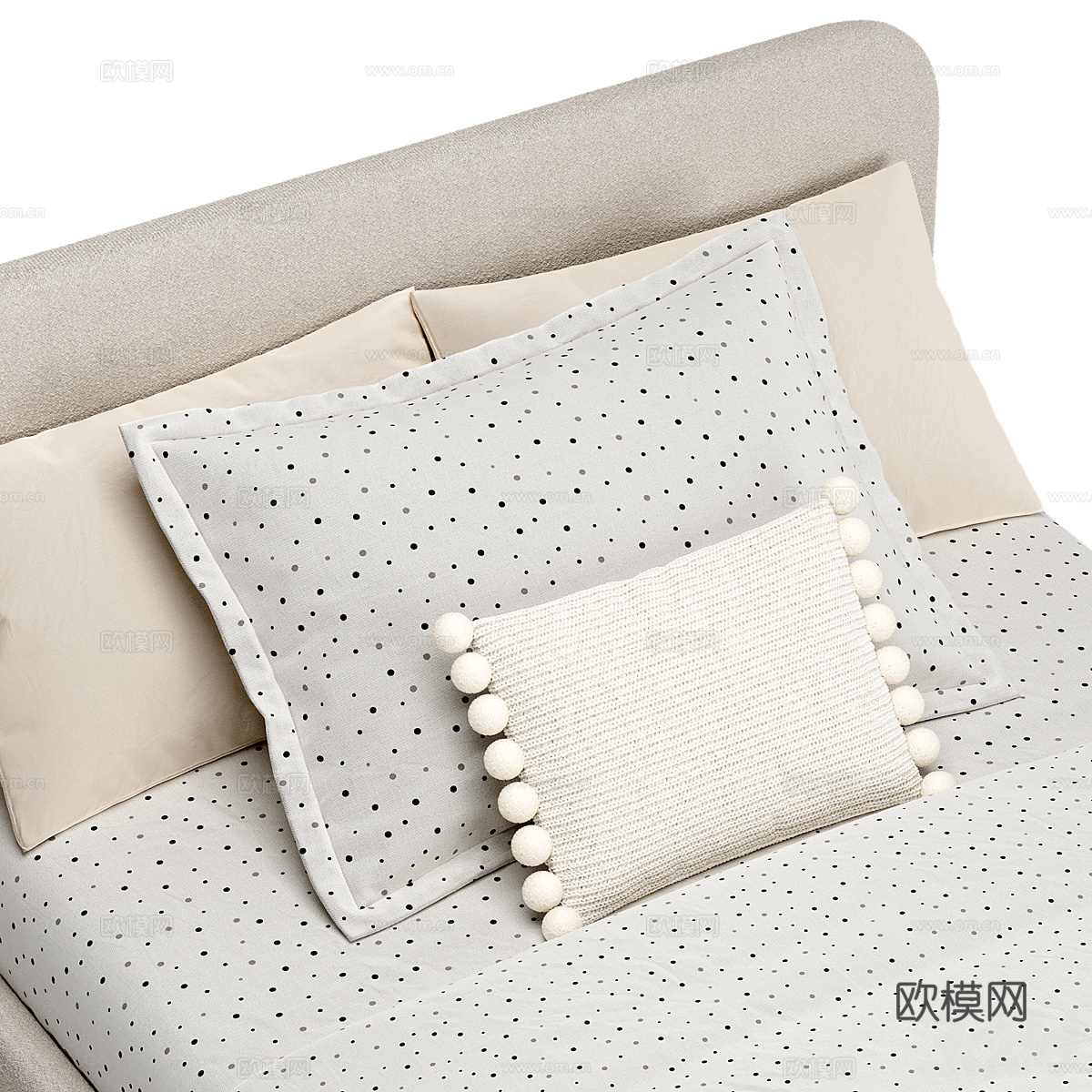 现代奶油风布艺儿童床3d模型