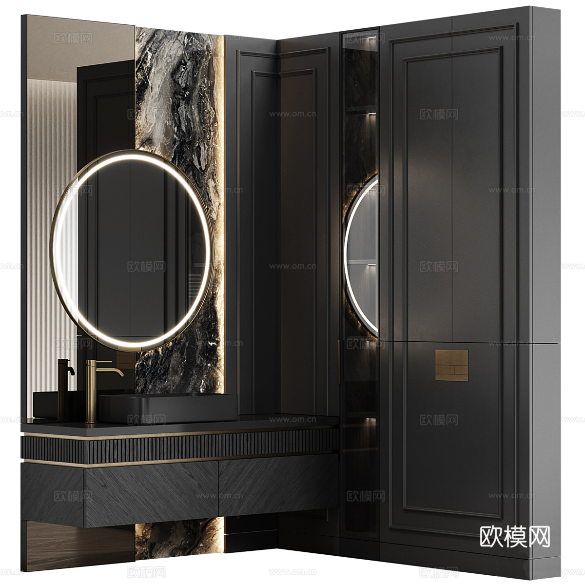 新中式轻奢浴室柜 台盆柜3d模型