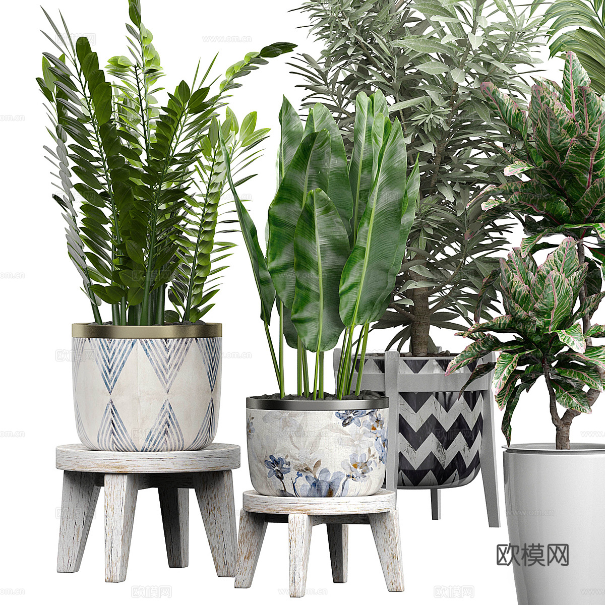 新中式轻奢绿植盆栽3d模型