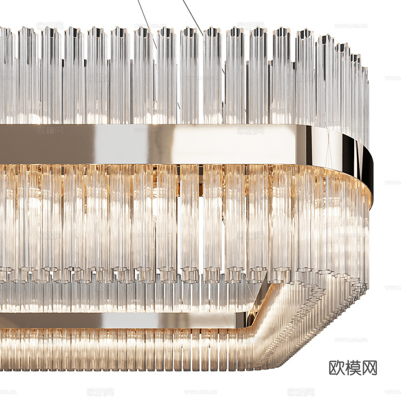 現(xiàn)代輕奢水晶玻璃裝飾吊燈3d模型下載(渲染圖4)