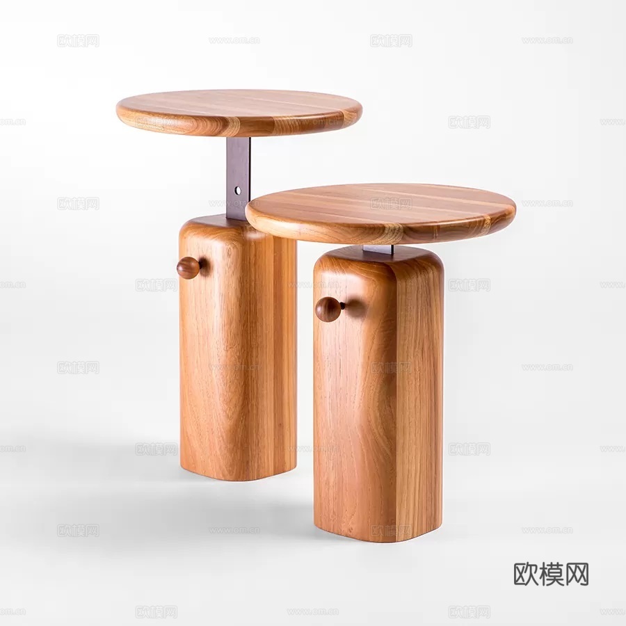 北欧实木边几咖啡桌现代简约洽谈桌小圆桌沙发角几民宿创意小边su模型