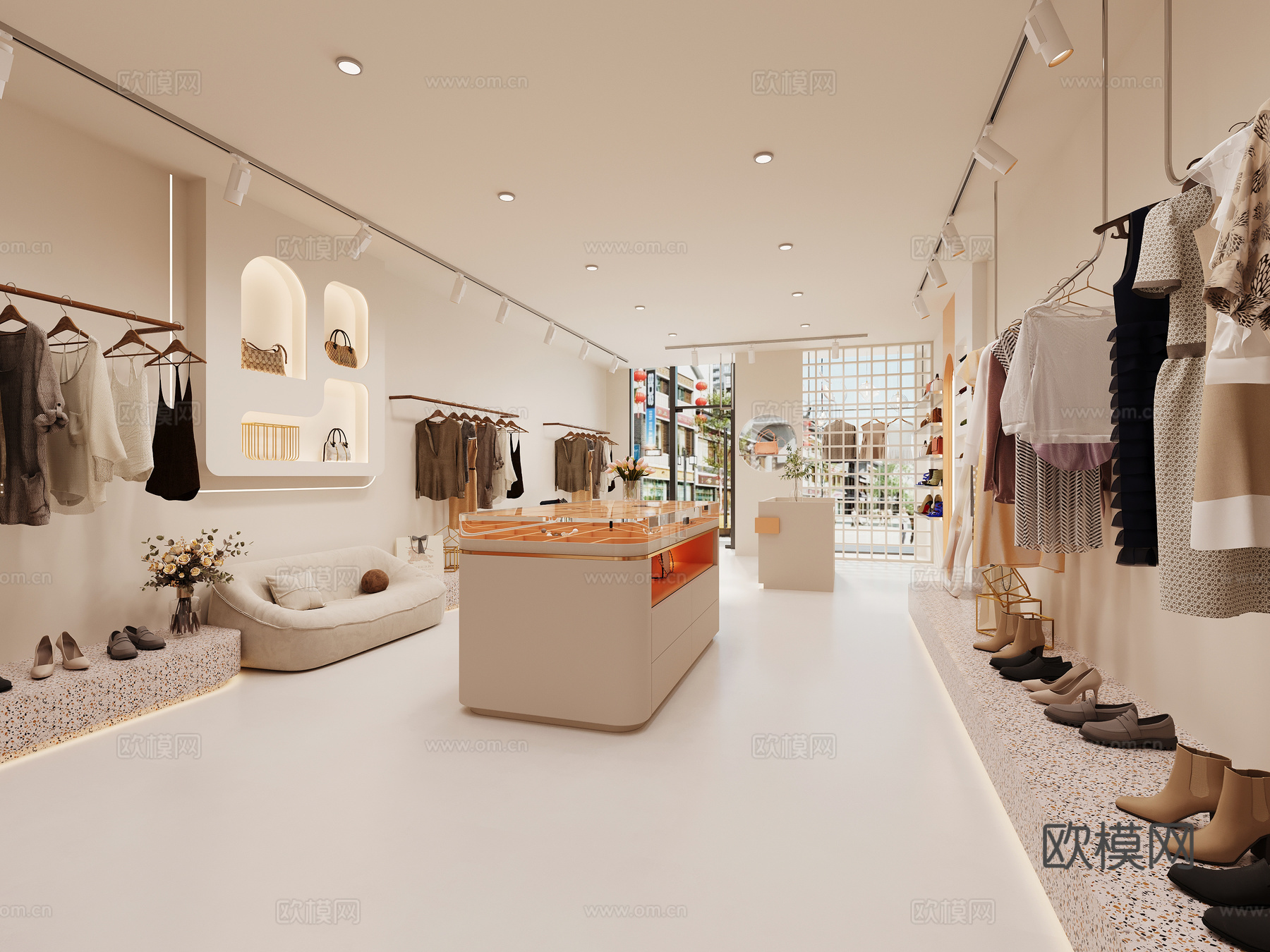 奶油风服装店3d模型