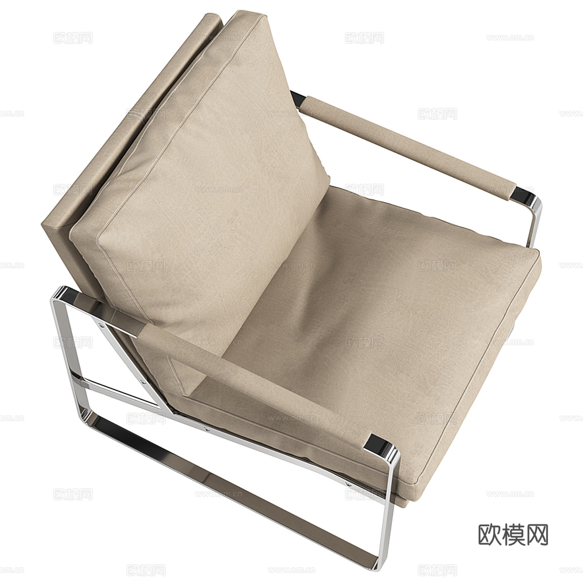 现代意式皮革扶手椅3d模型