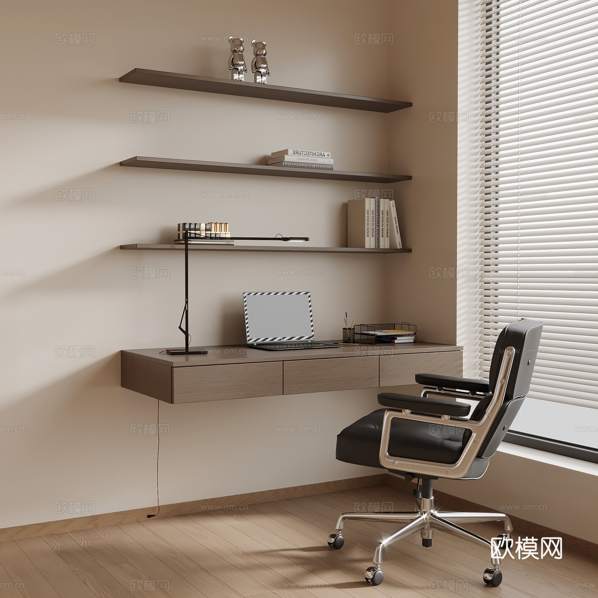 现代意式书桌椅3d模型