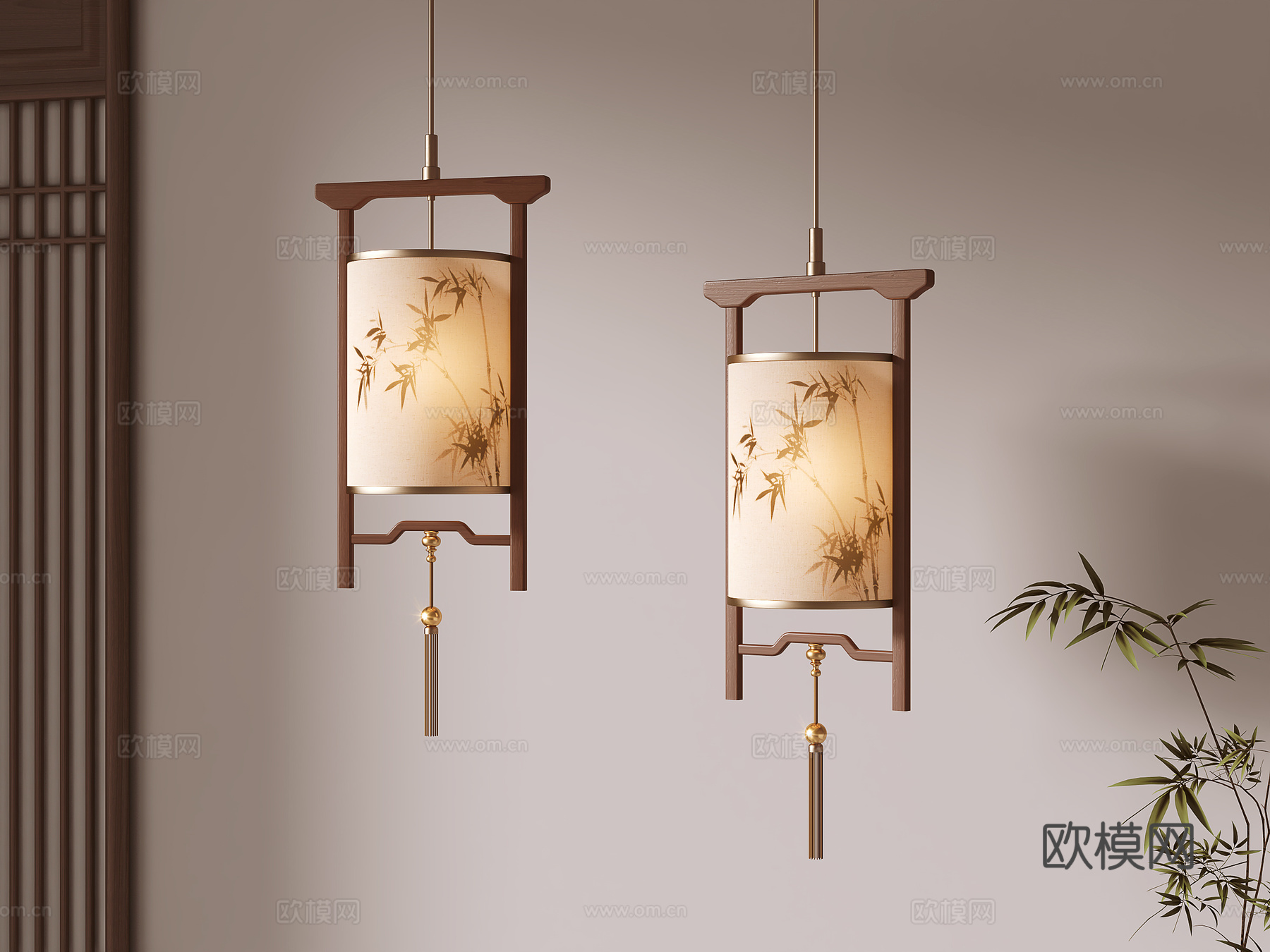 新中式吊灯su模型下载（渲染图1）