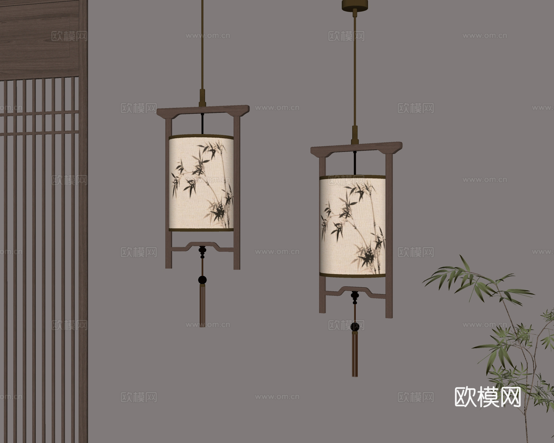 新中式吊灯su模型下载（渲染图2）