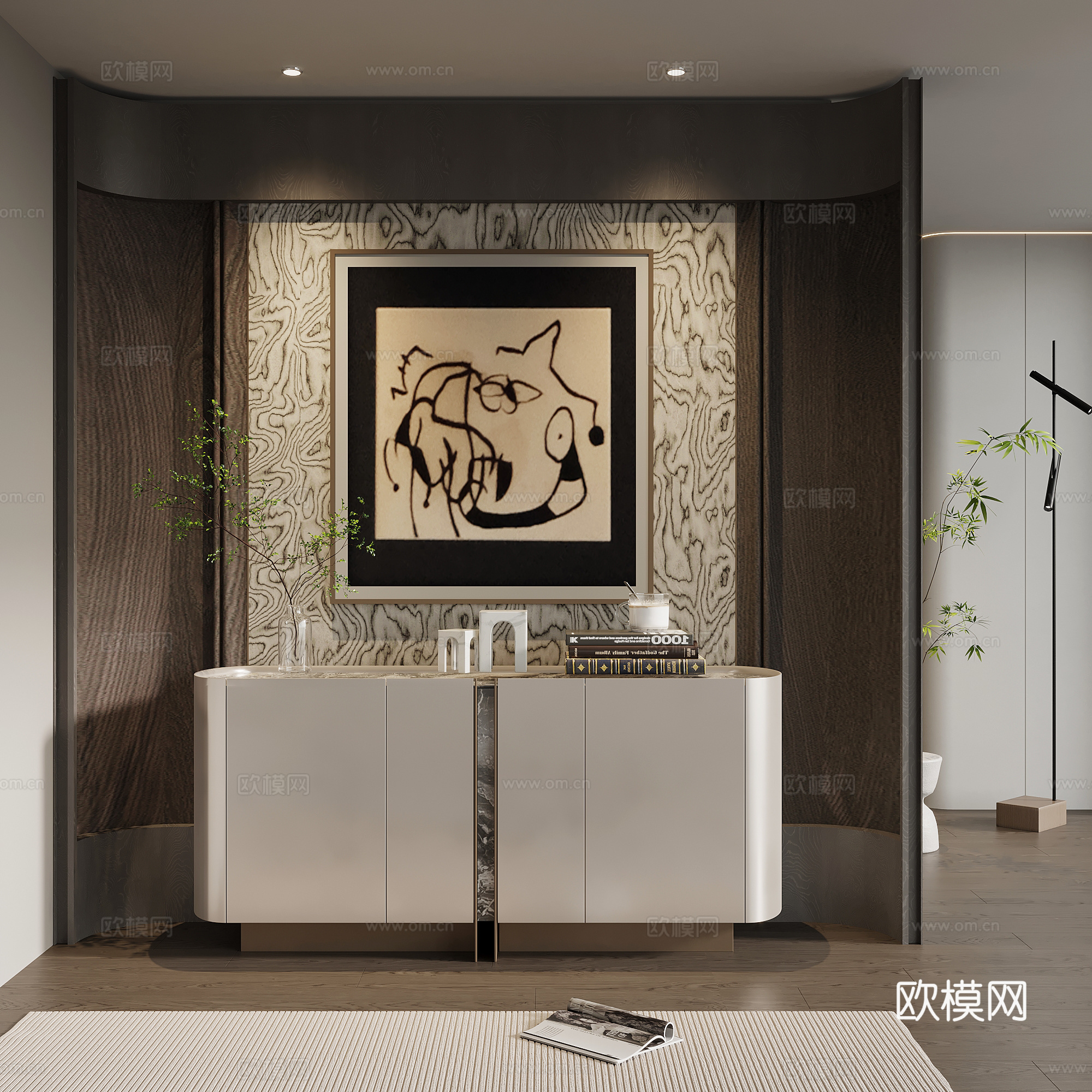 现代意式玄关 玄关柜 屏风隔断su模型