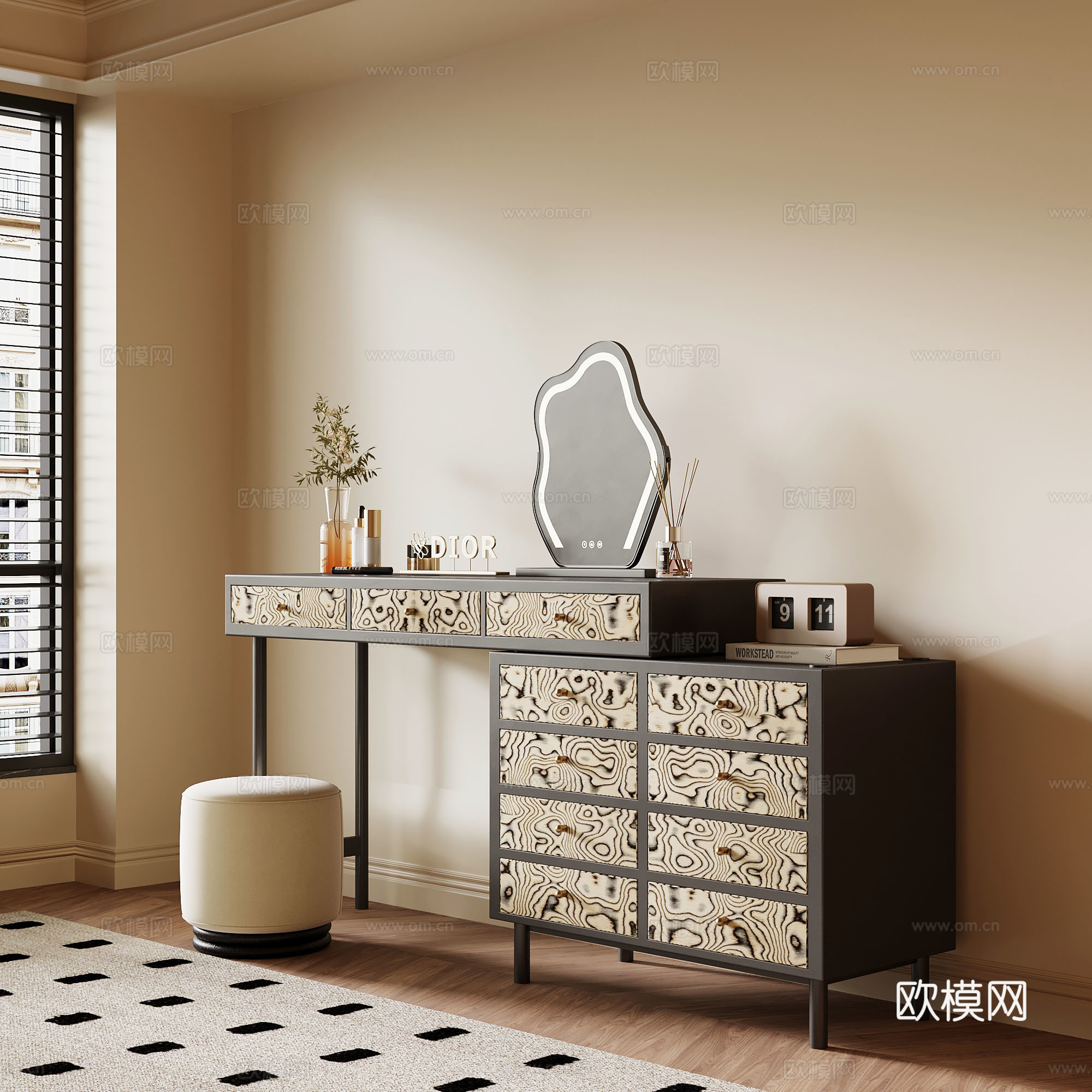 梳妆台 法式复古梳妆台 化妆台3d模型