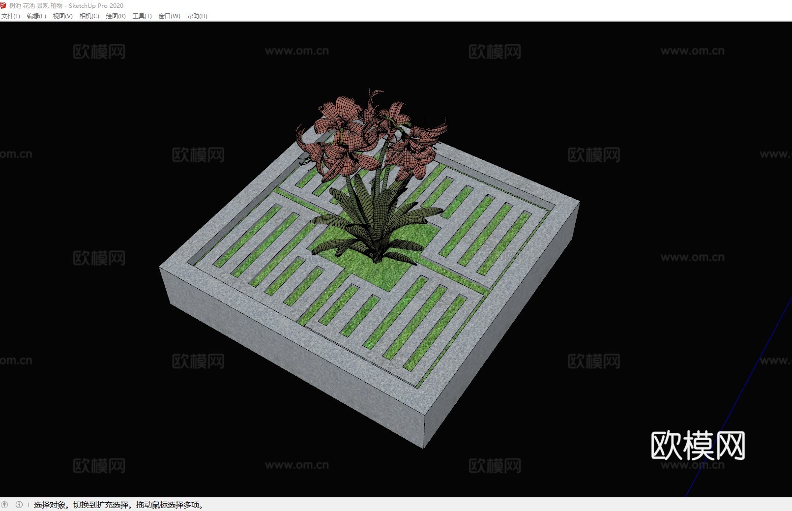 树池 花池 景观 植物su模型