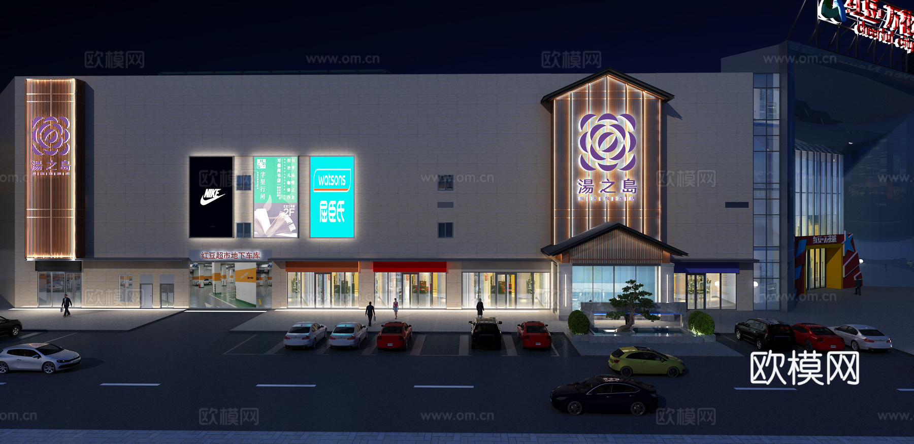 现代室外建筑夜晚外景3d模型