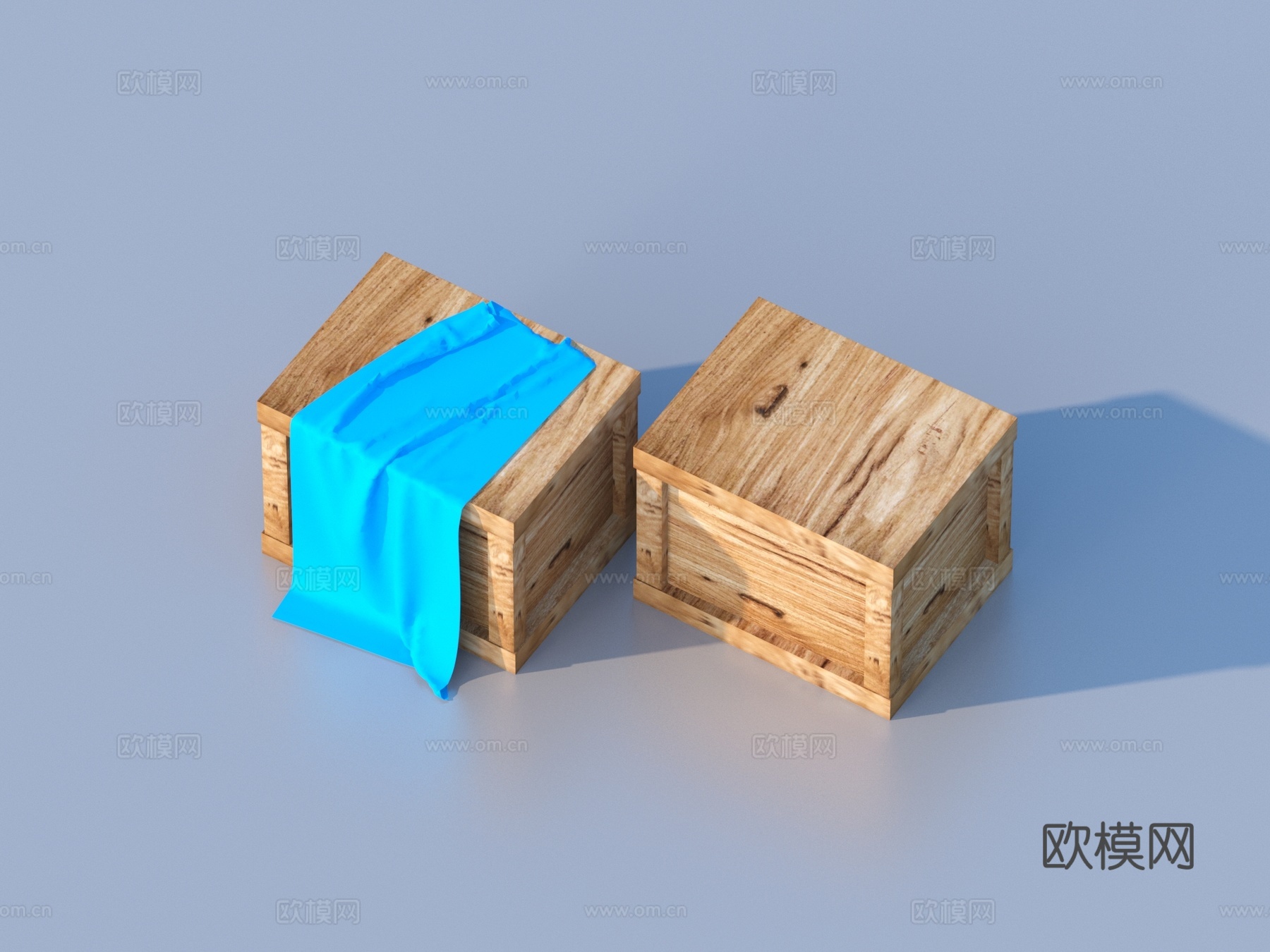 木箱 箱子 抹布 布料3d模型