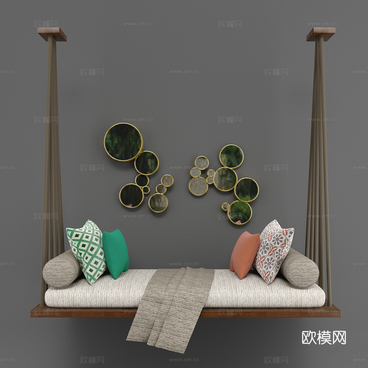 新中式吊椅 秋千椅3d模型