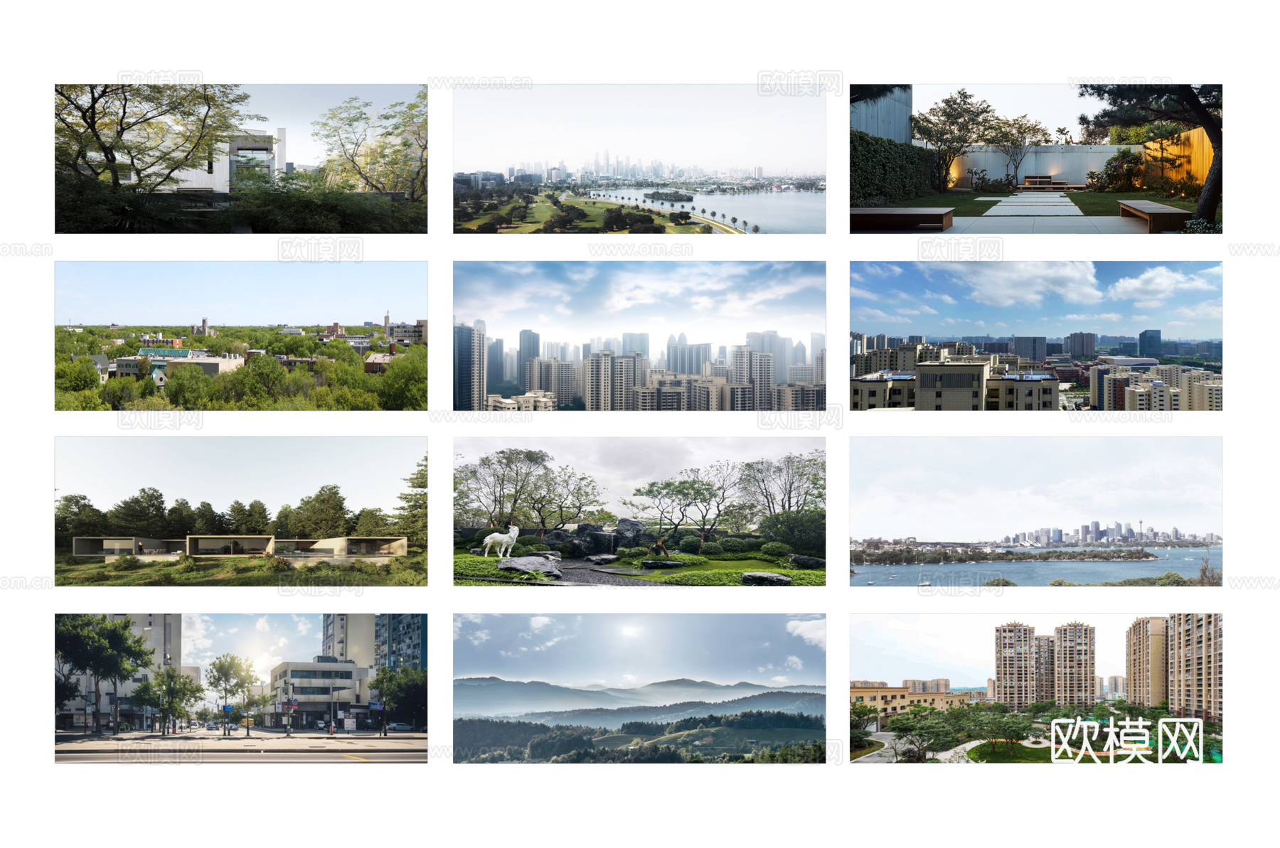 现代材质 环绕背景 户外背景 城市背景 环境贴图su模型