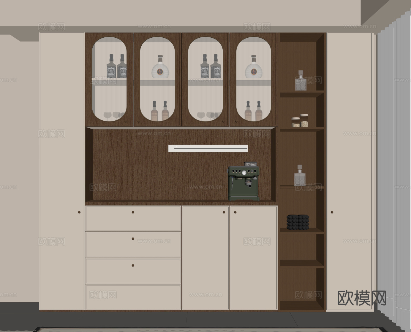 现代中古风餐柜su模型