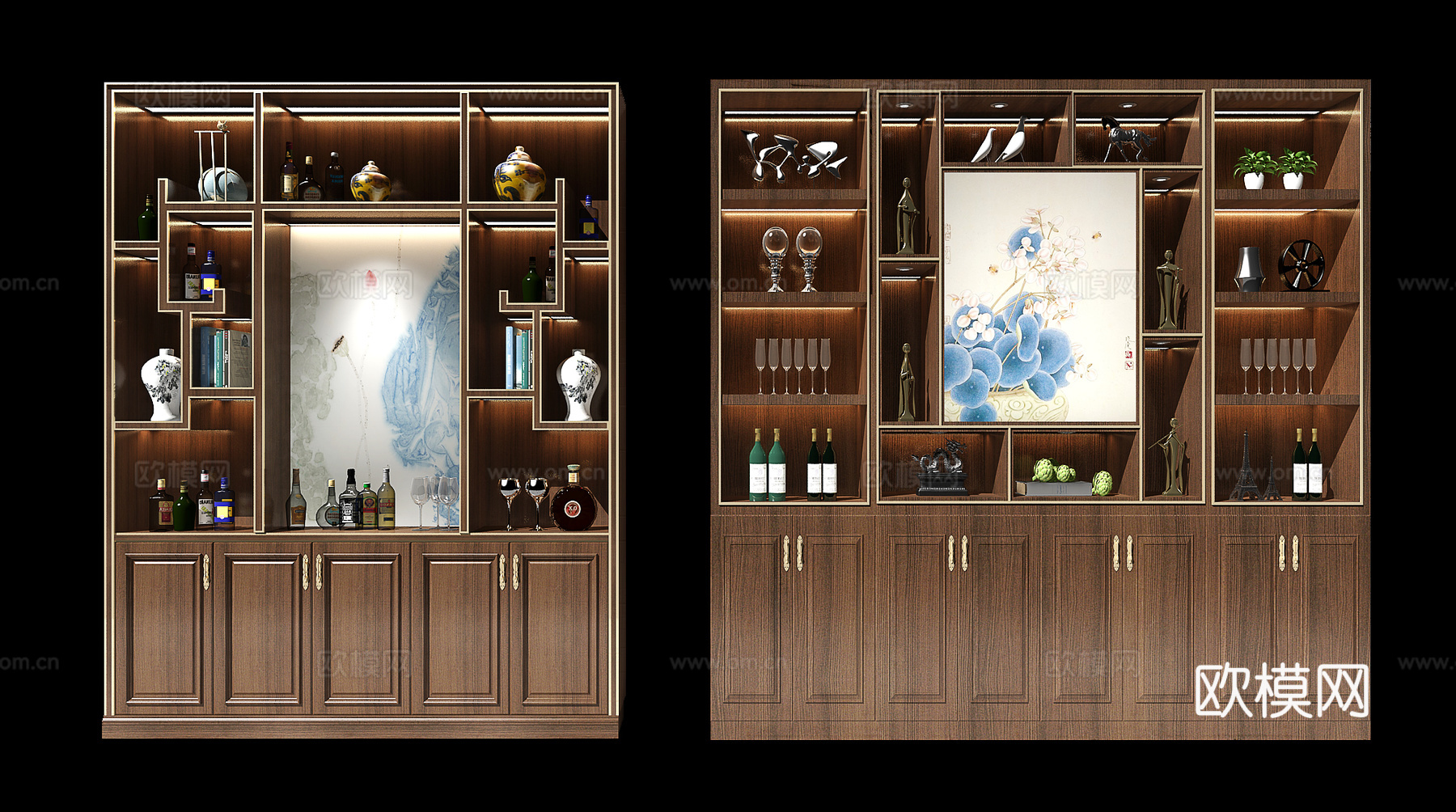 新中式酒柜组合3d模型