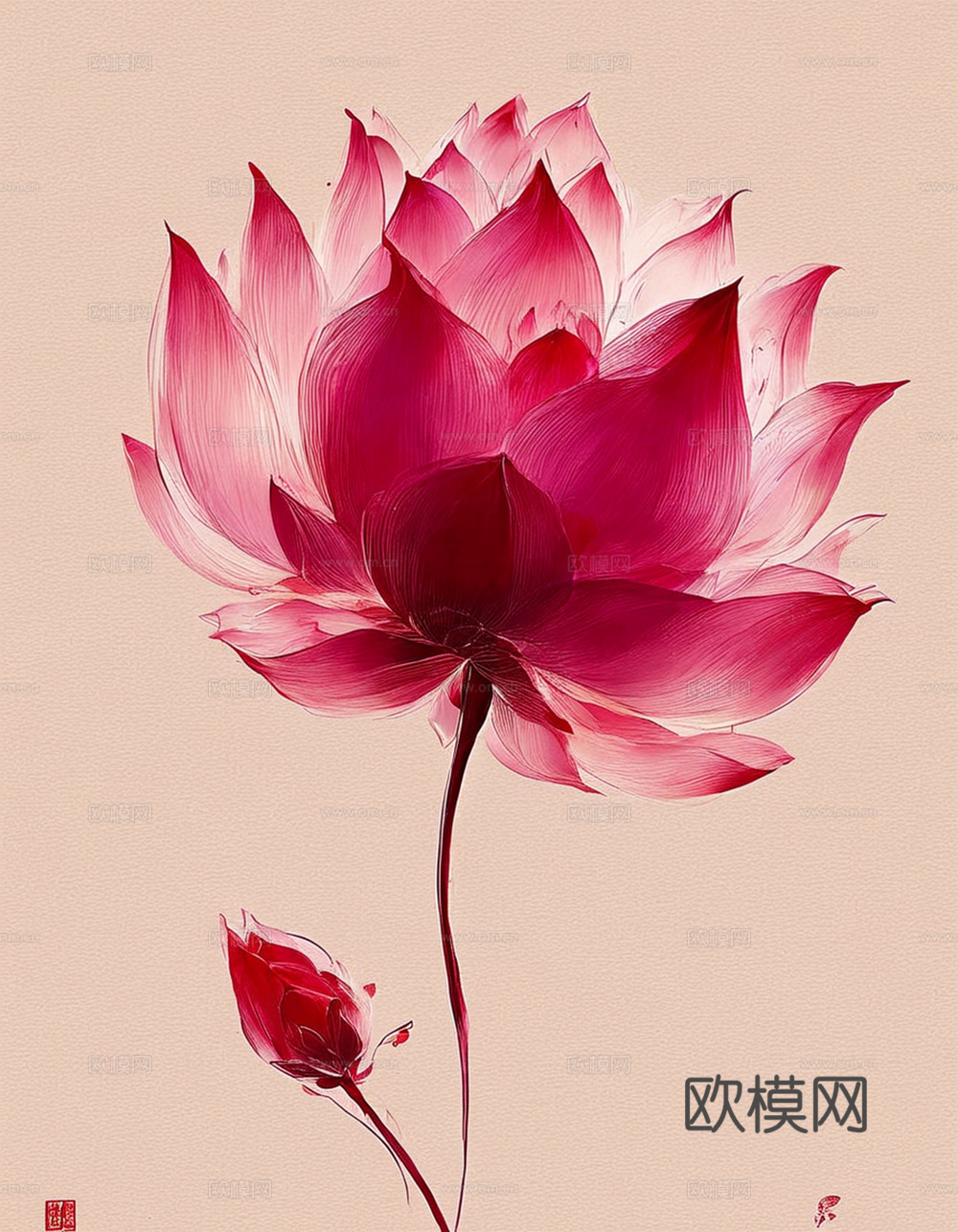 现代装饰挂画 荷花