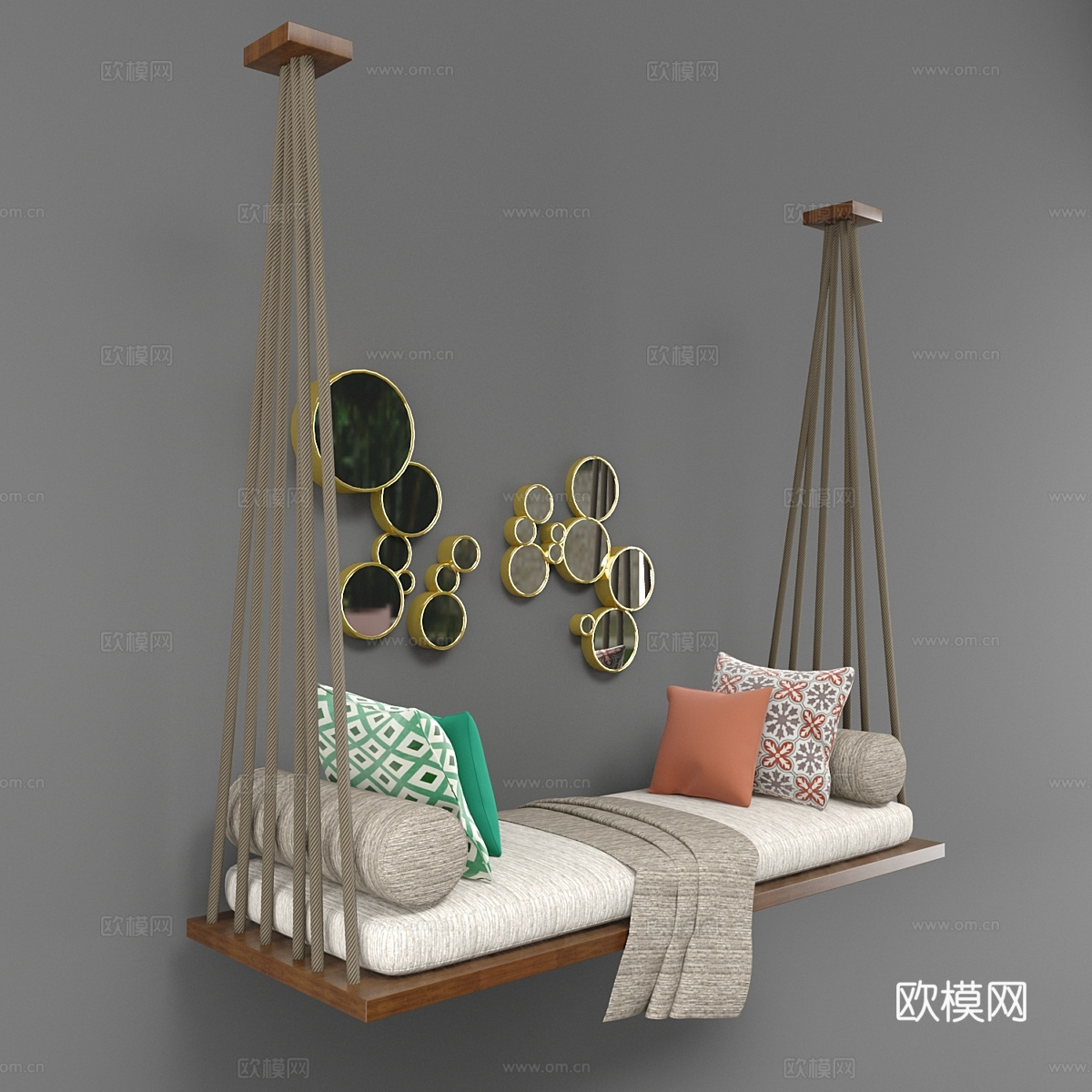 新中式吊椅 秋千椅3d模型