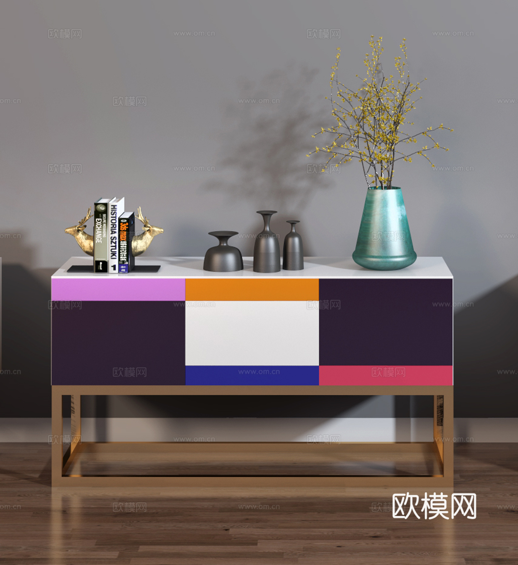 北欧 边柜 组合3d模型