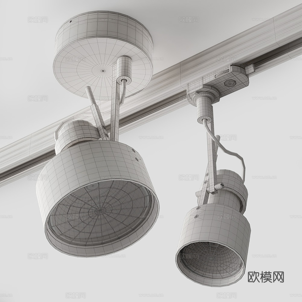 现代意式极简轨道射灯3d模型