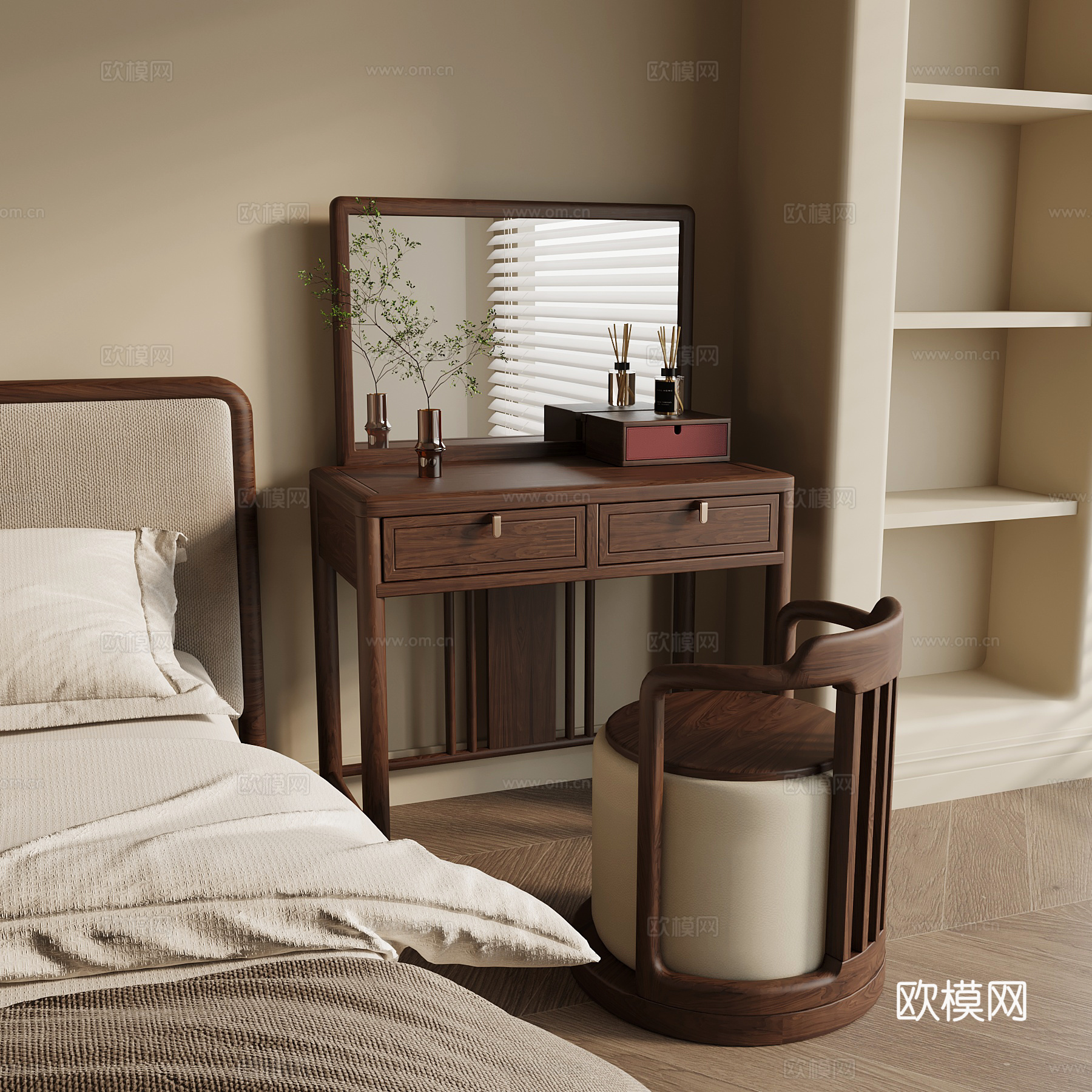 新中式梳妆台3d模型