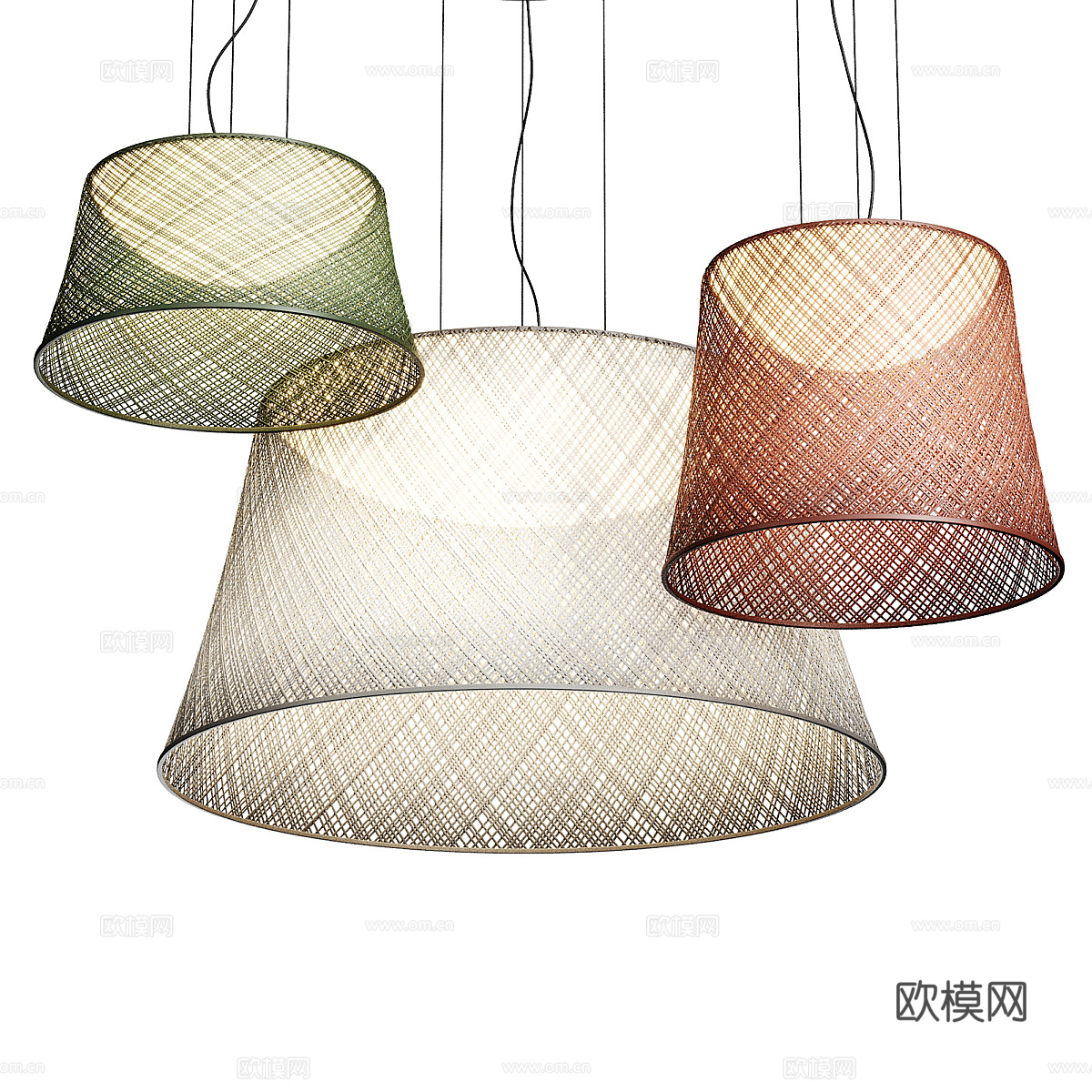 新中式藤编装饰吊灯3d模型