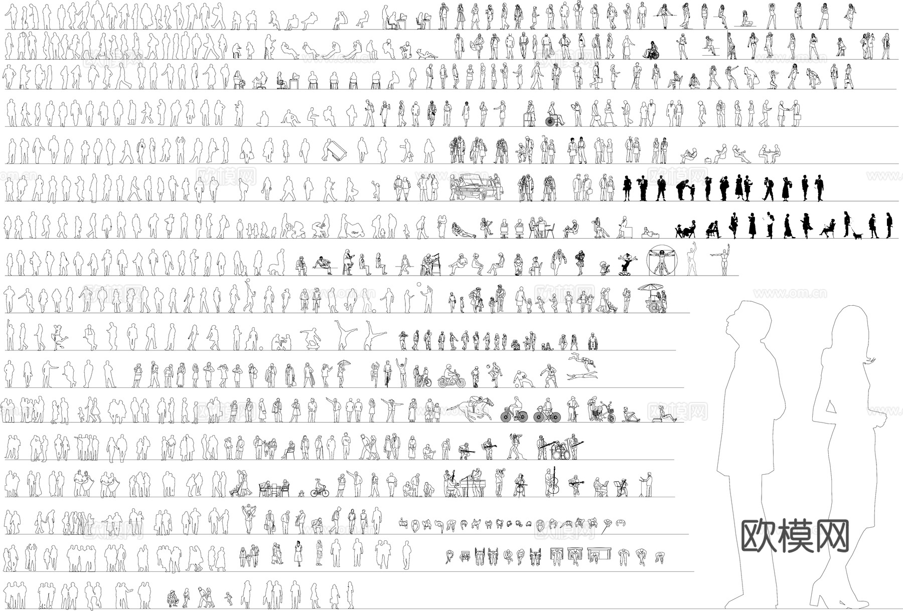 人物CAD图库运动人物cad施工图