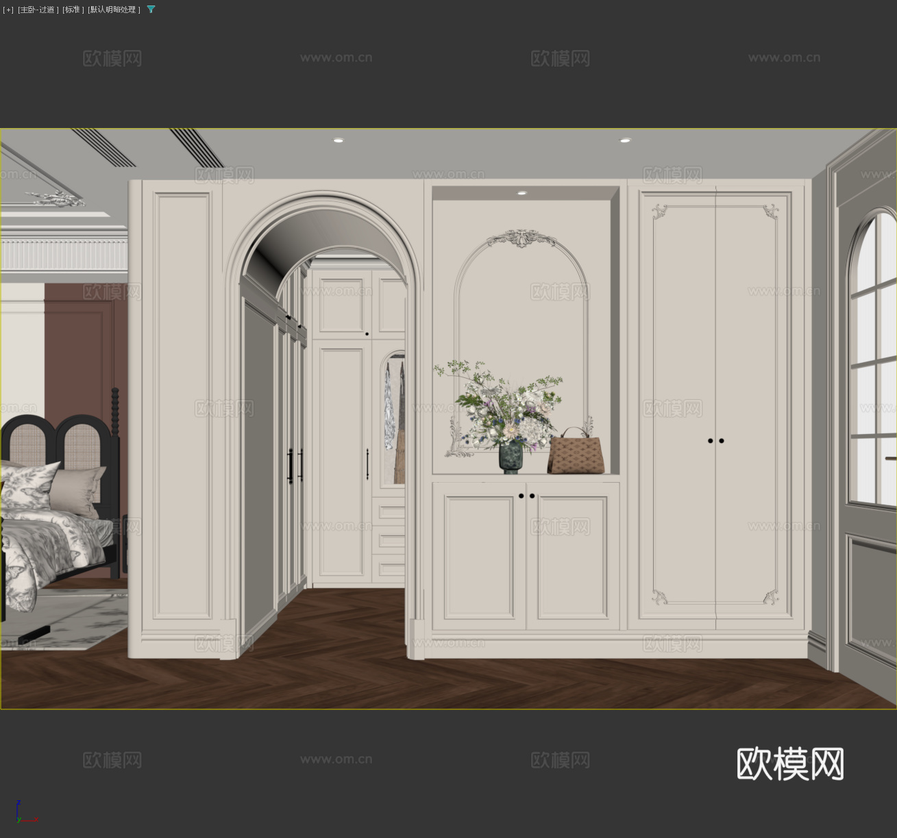 法式玄关门厅鞋柜 法式装饰性鞋柜 法式弧形垭口壁龛 法式卫生3d模型