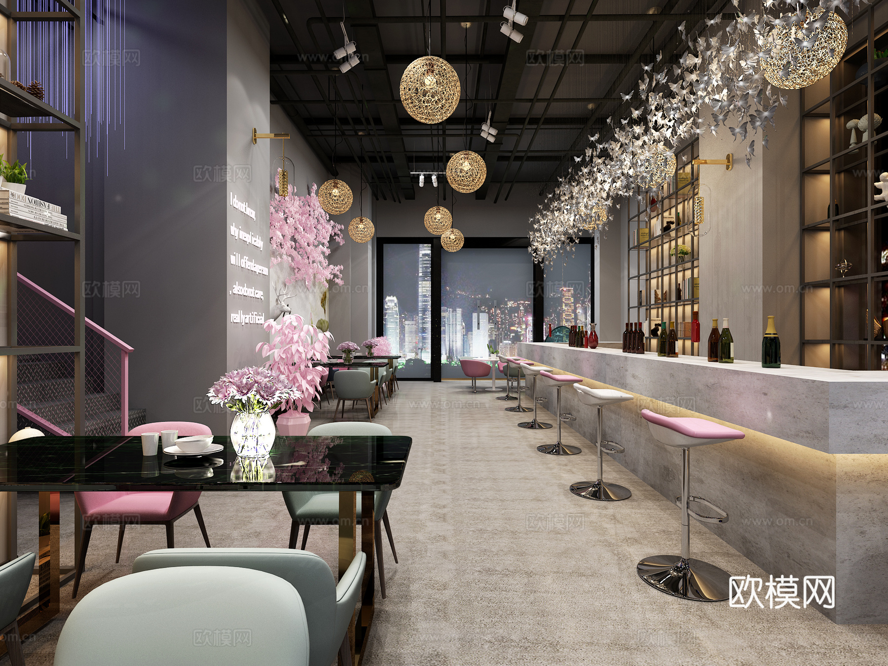 其他混搭酒吧 餐桌椅 吧台3d模型