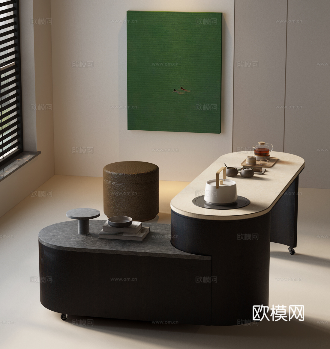 现代茶桌椅 现代意式茶桌椅3d模型