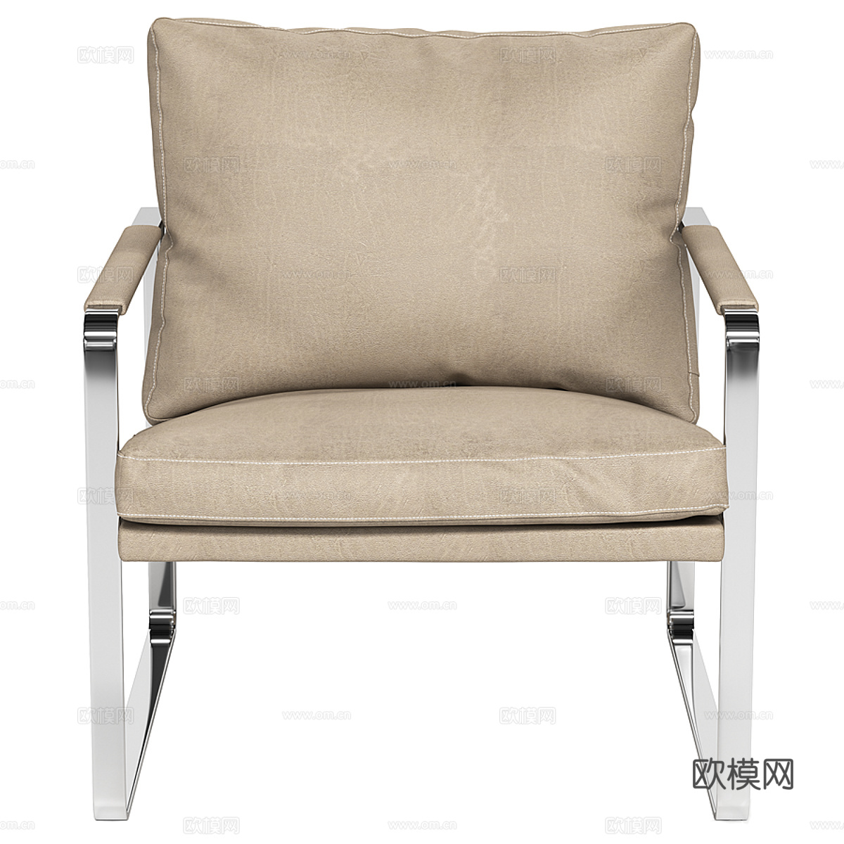 现代意式皮革扶手椅3d模型