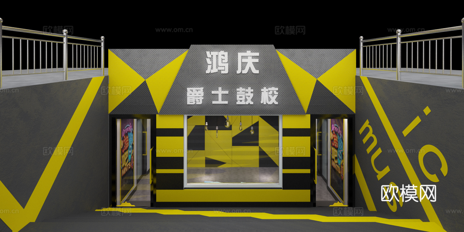 架子鼓门头3d模型