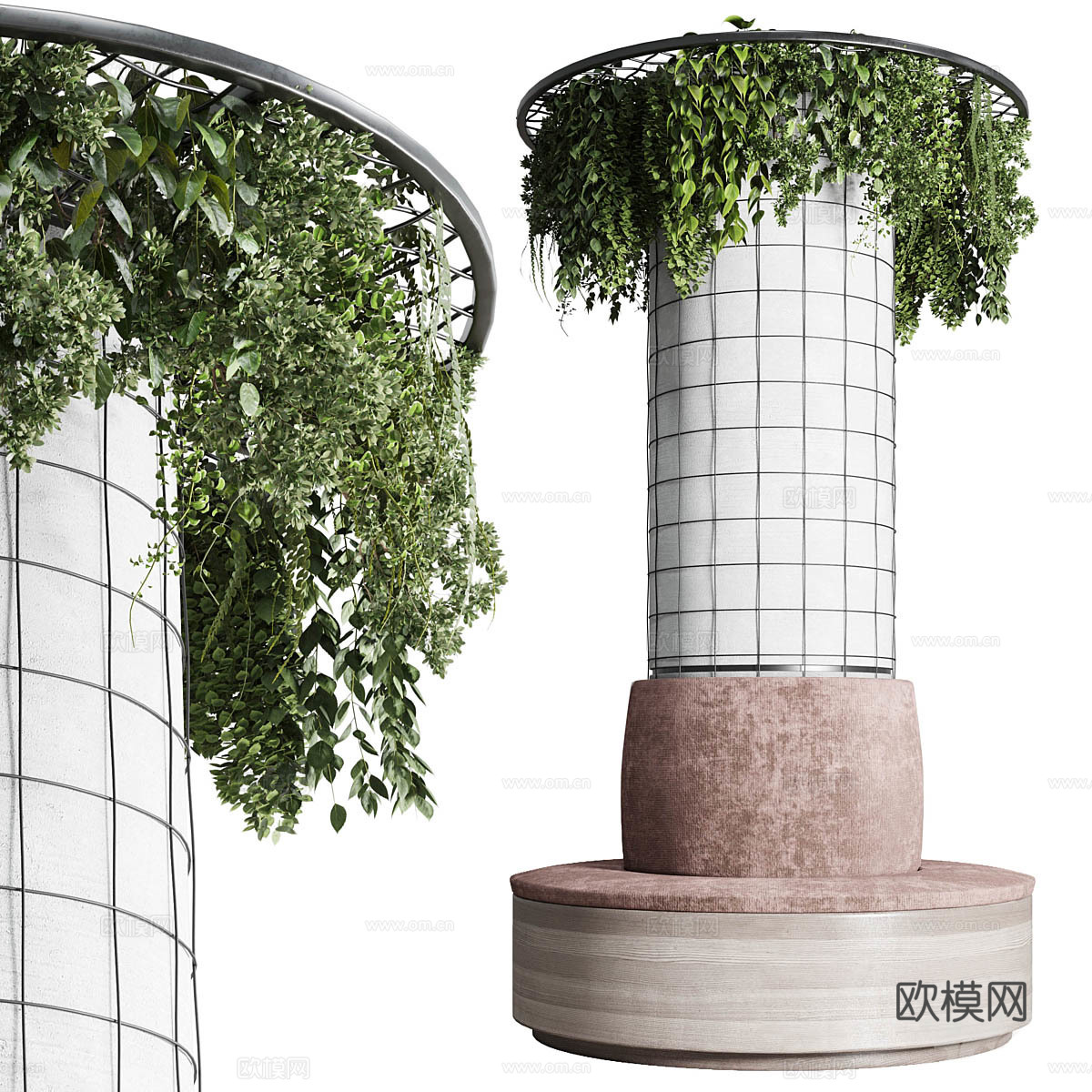 现代挂植柱座 卡座沙发3d模型