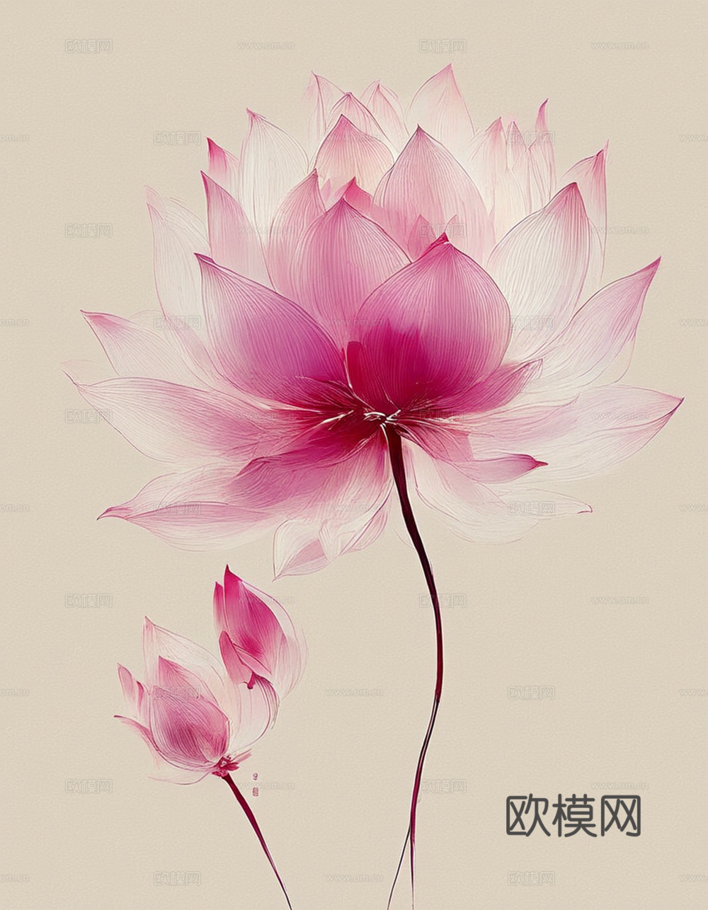 现代装饰画 挂画 荷花