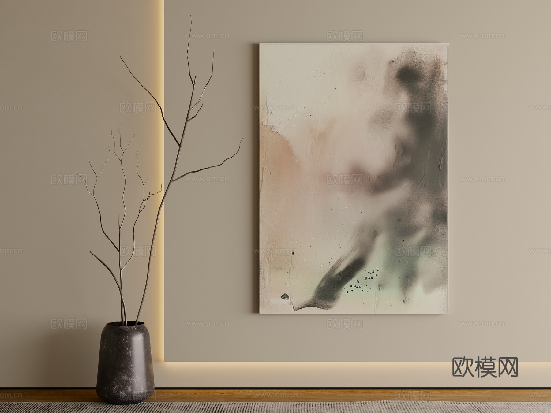 现代挂画 客厅玄关挂画 抽象画3d模型