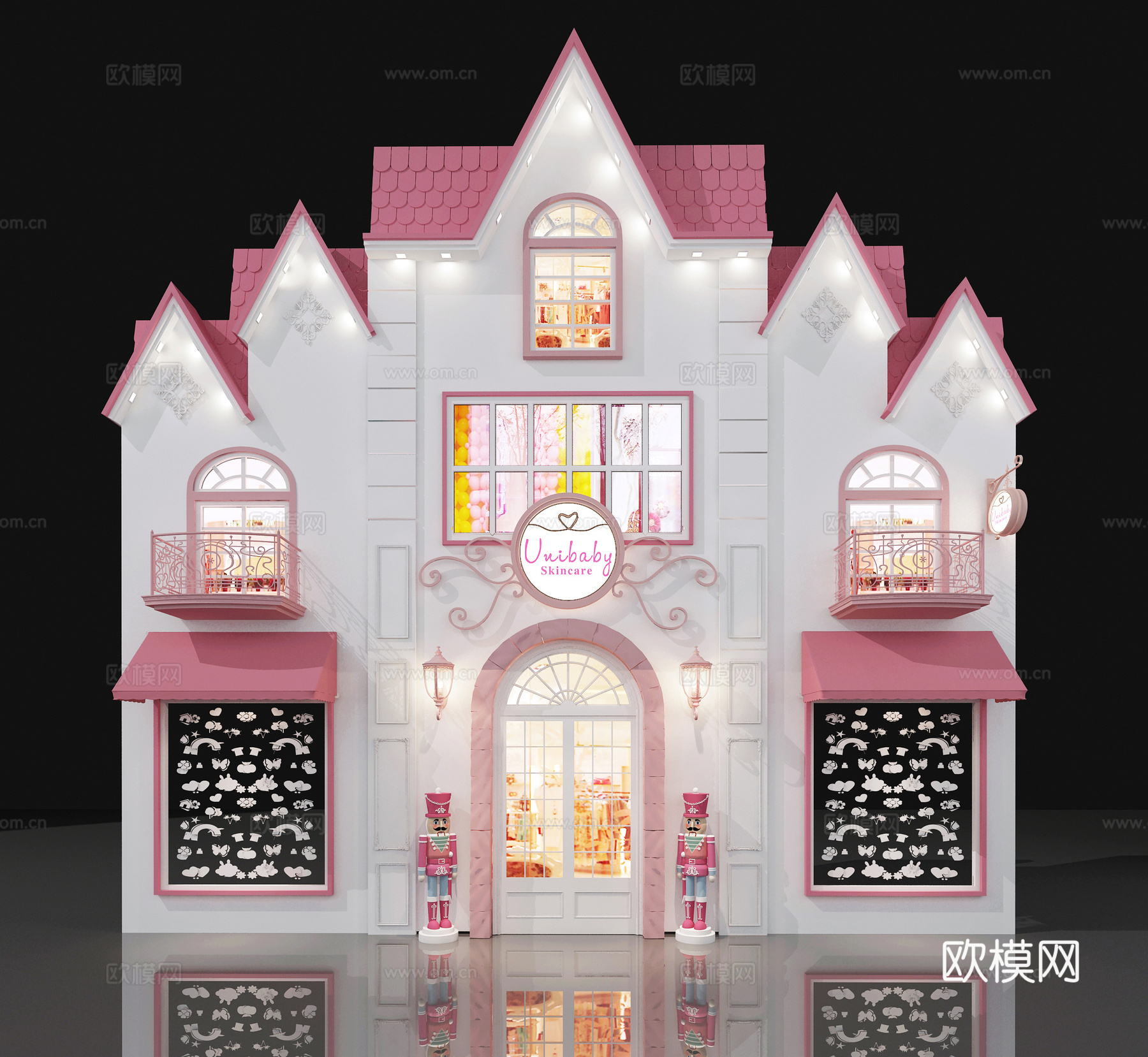 现代门店 门头店面 卡通城堡 化妆品店3d模型