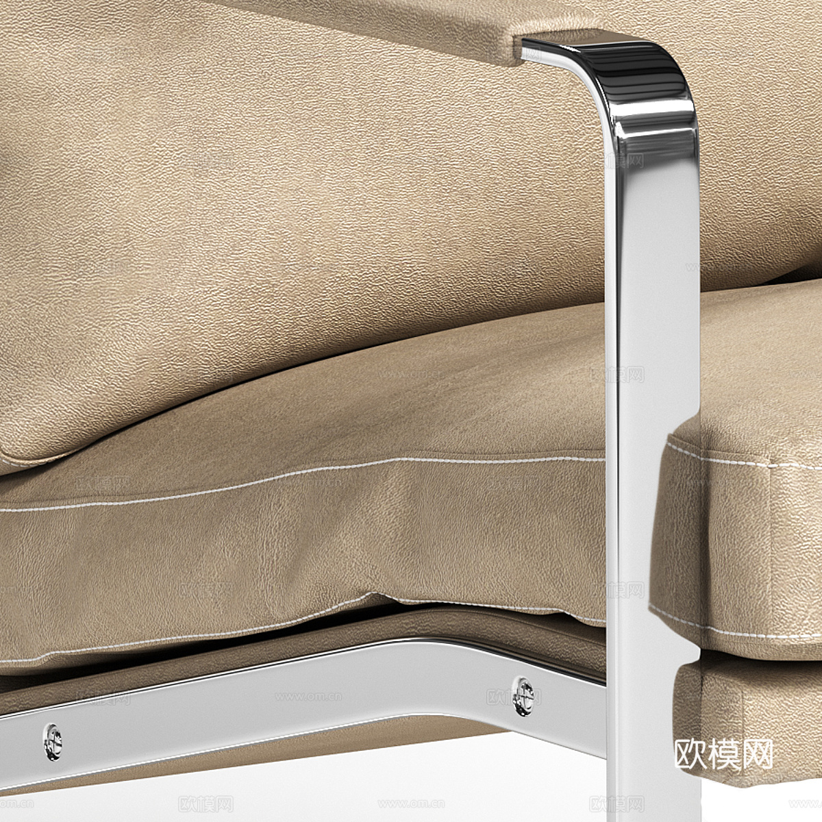 现代意式皮革扶手椅3d模型